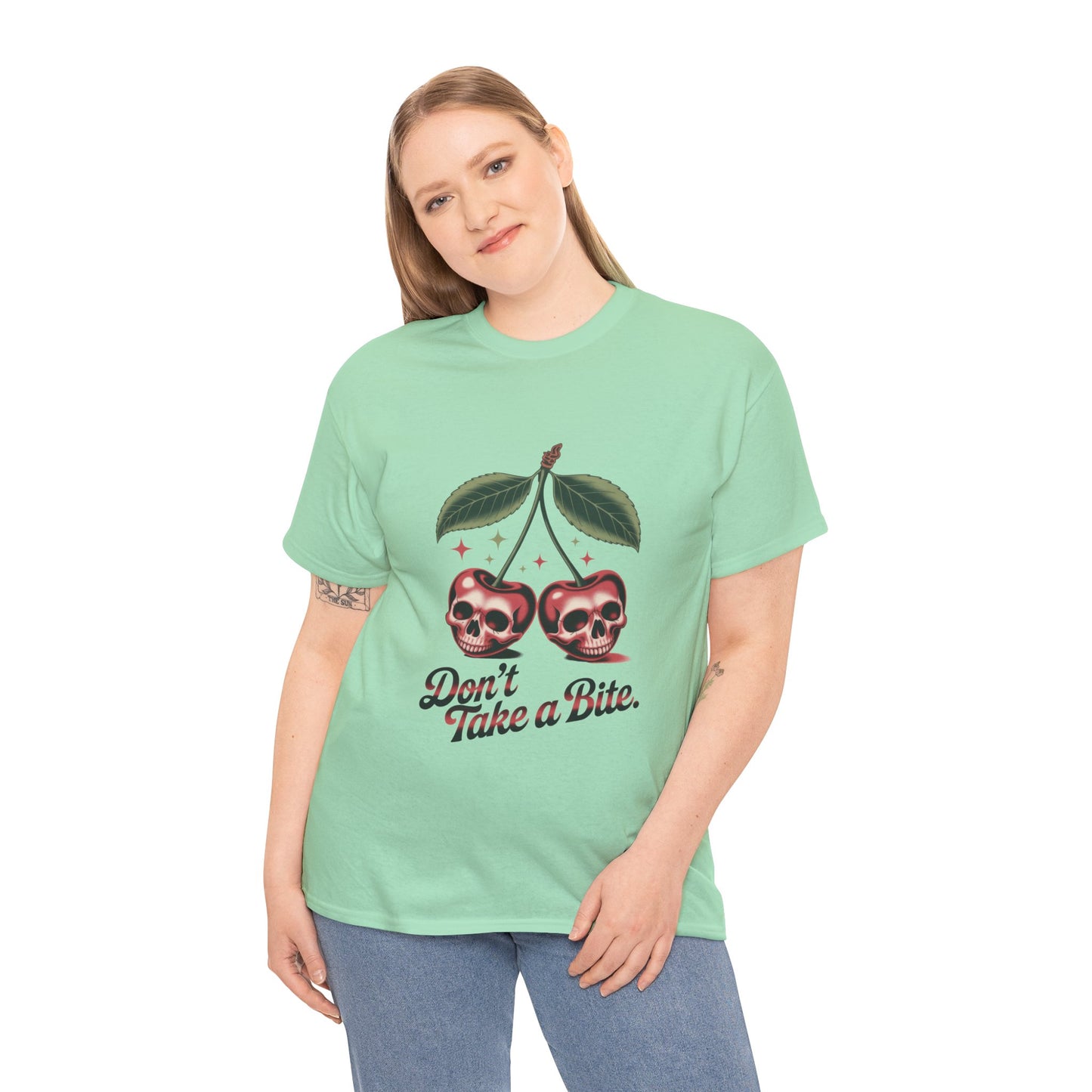 Skull Cherry Womens Graphic Tee, Edgy Tee, Unique Gift, Halloween Apparel, Cute Gothic Fruit Graphic Tee for Women, Funny Dark Style Shirt