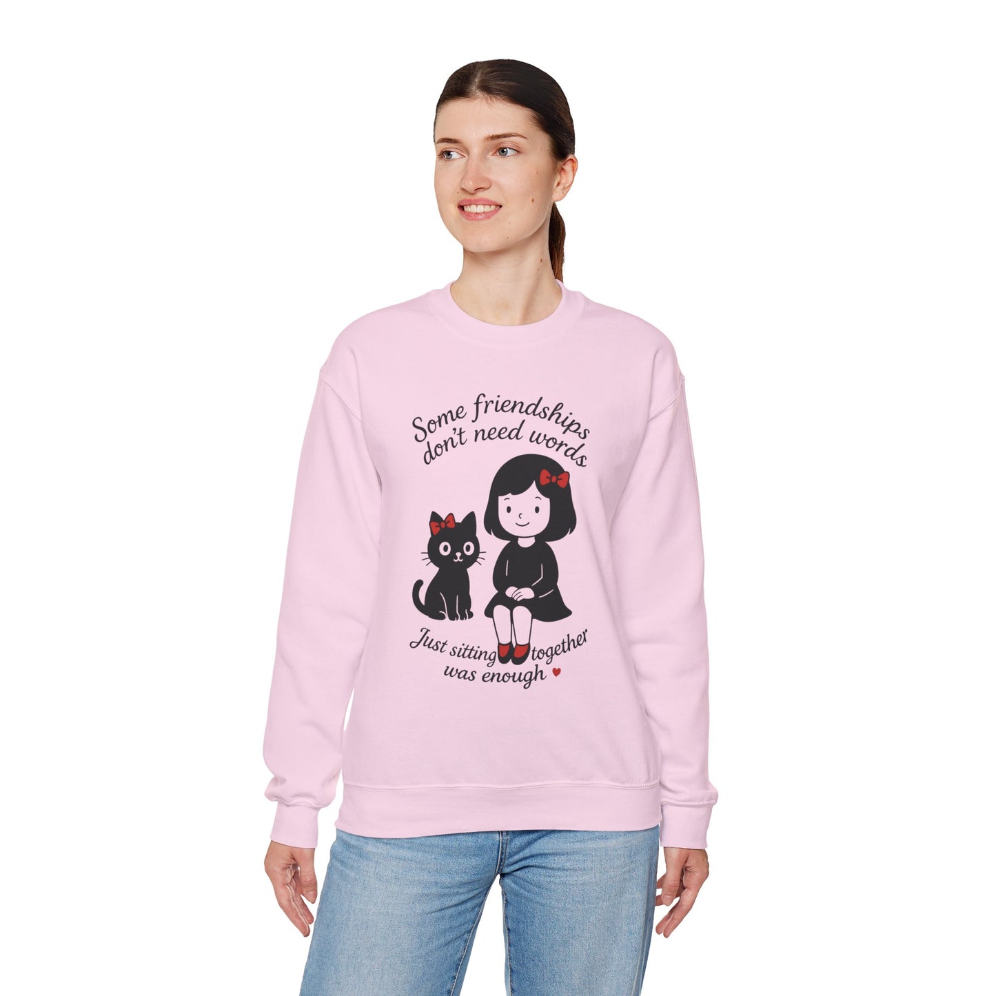 Friendship Womens Sweatshirt - Cozy Womens Crewneck with Cute Cat Design, Perfect Gift for Cat Lovers, Friendship Day, Casual Wear