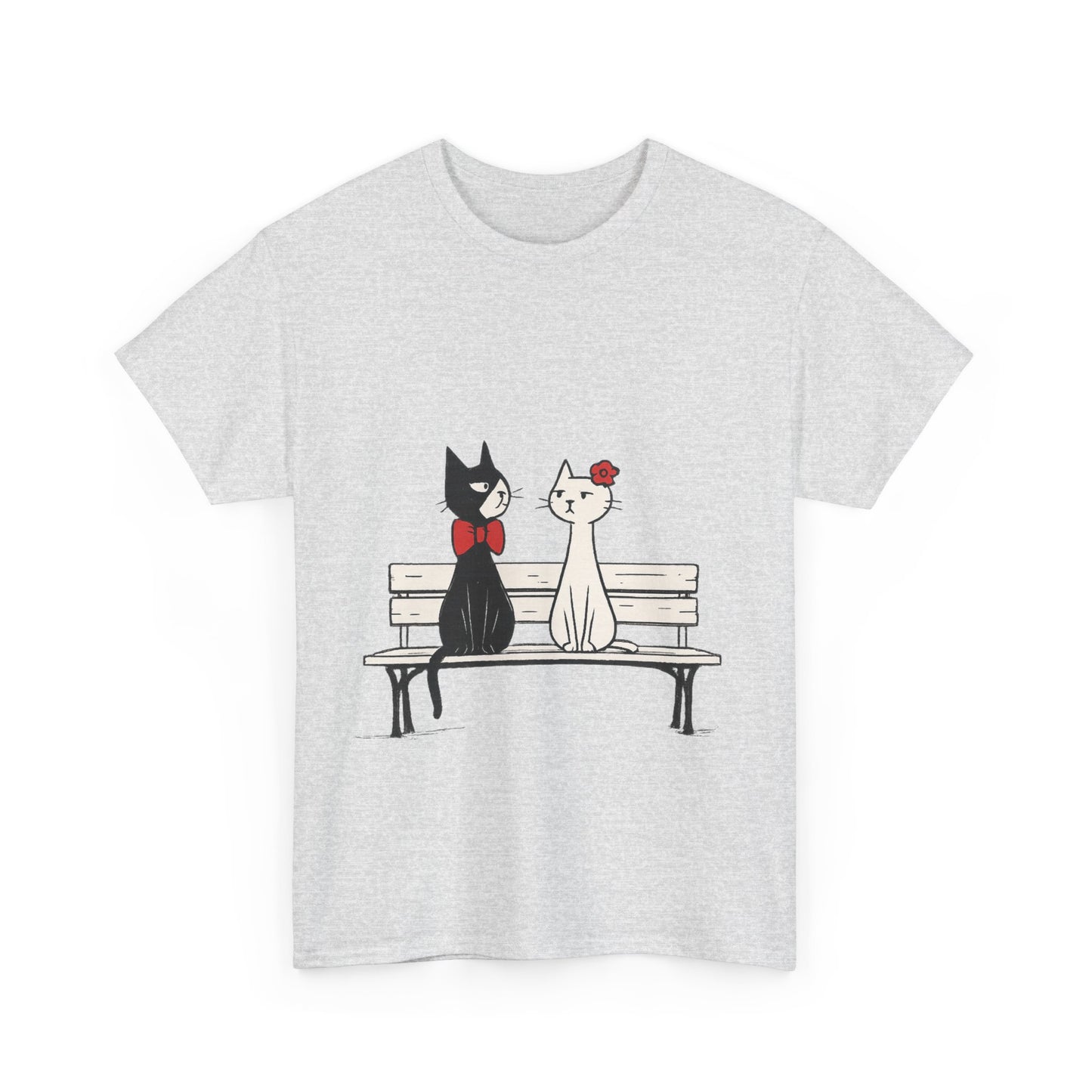 Cute Cat Lovers Tee, Womens Heavy Cotton Tee for Pet Owners, Funny Cat Shirt, Gift for Cat Lovers, Casual T-Shirt, Animal Art Tee