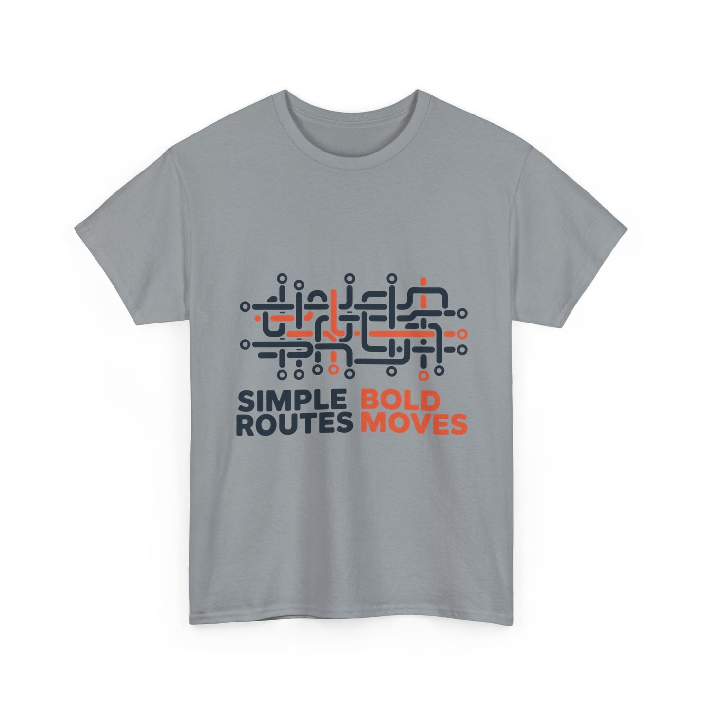 Simple Routes Bold Moves Mens T-Shirt, Minimal Urban Metro Map Graphic Tee