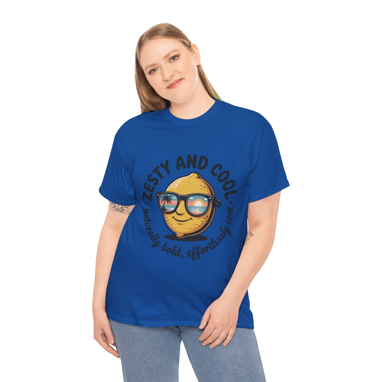 Zesty Lemon Tee, Womens Heavy Cotton T-Shirt, Funny Graphic Tee, Summer Apparel, Gift for Lemon Lovers, Casual Style, Funny Summer Tee