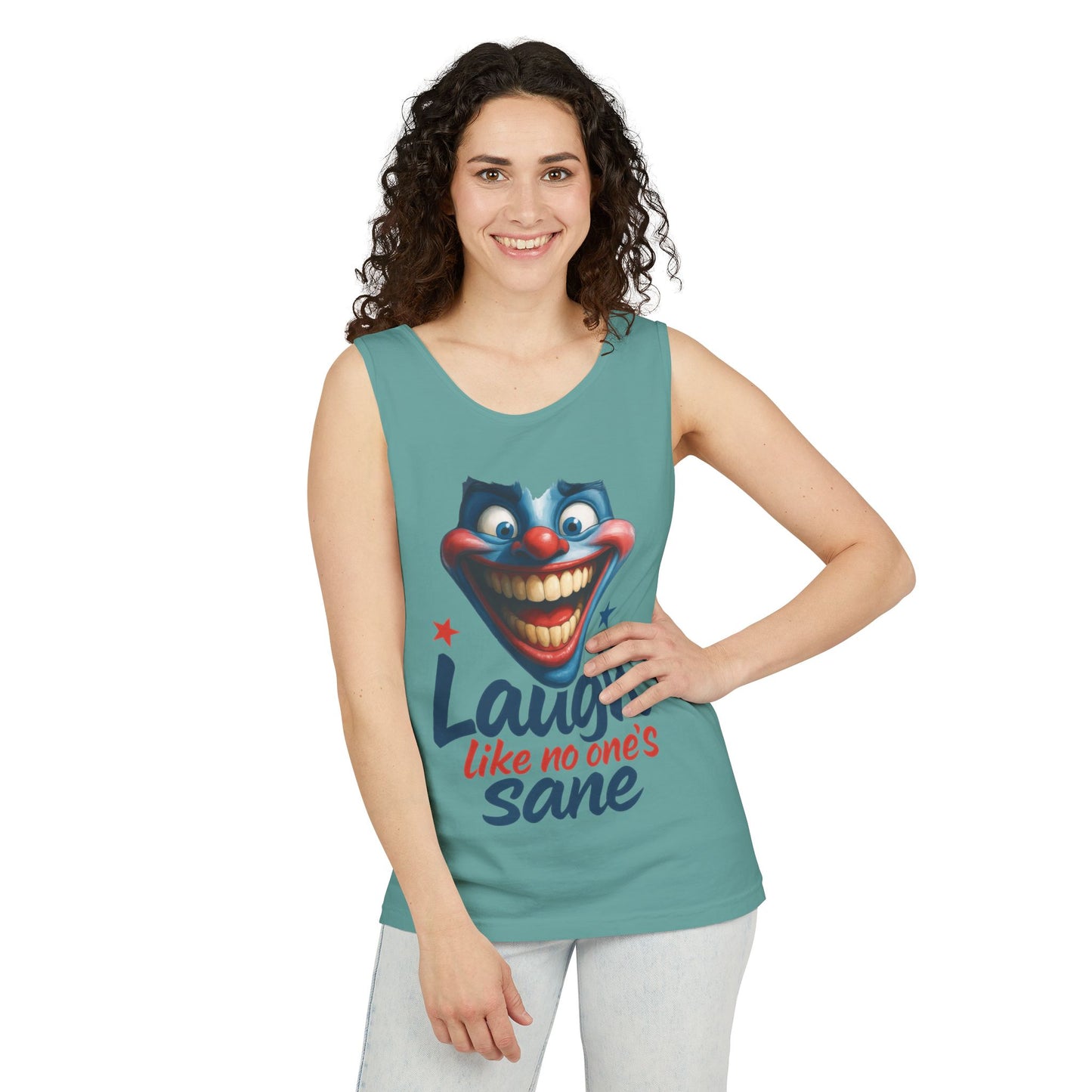 Laugh Out Loud Unisex Tank Top, Funny Graphic Top, Humor Shirt, Summer Apparel, Gift for Clowns, Party Wear