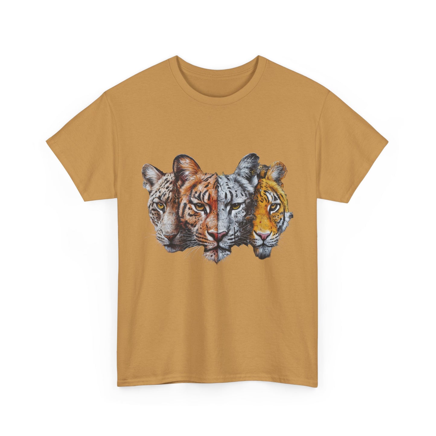 Wildlife Fusion Unisex Heavy Cotton Tee - Nature Lover's Apparel, Tiger Graphic Shirt, Animal Enthusiast Gift, Eco-Friendly Fashion
