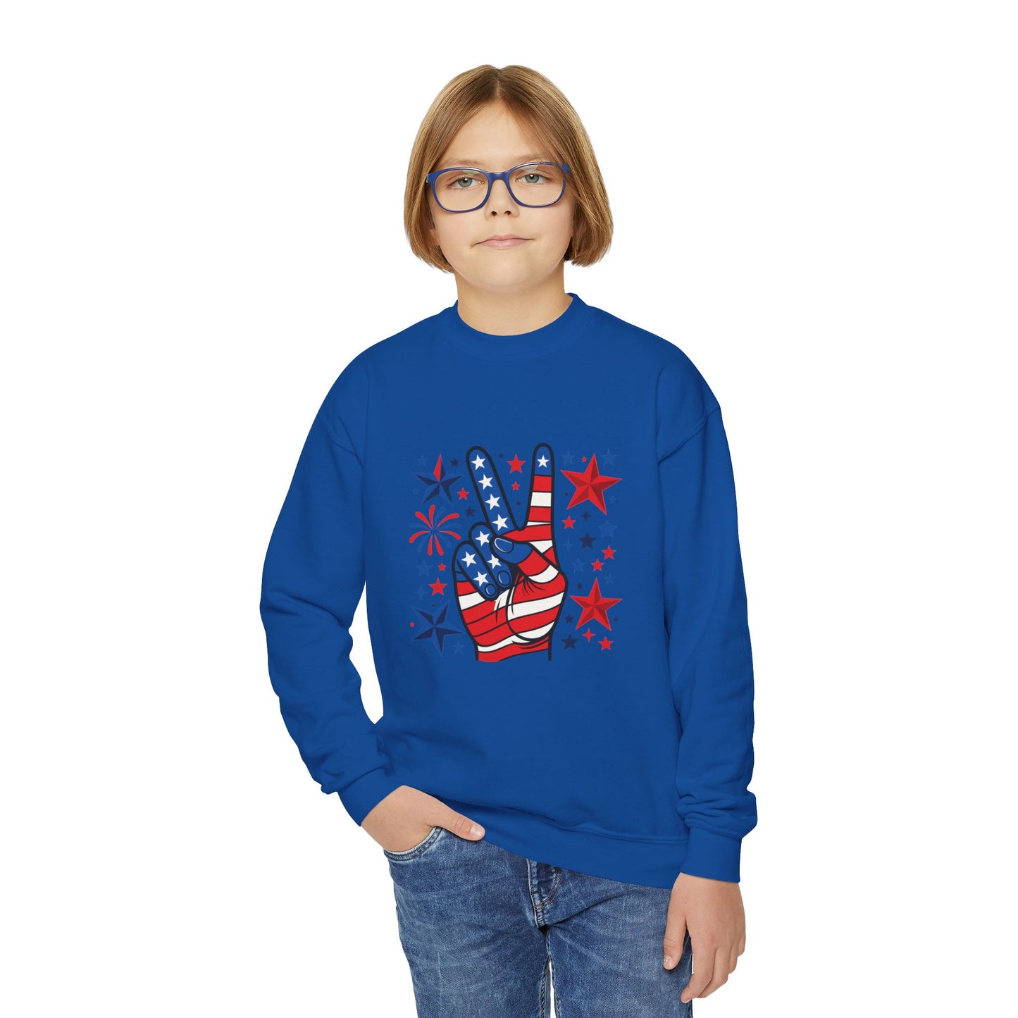Patriotic Youth Crewneck Sweatshirt - Perfect for Independence Day, Camp, Summer Celebrations, School Spirit, and Everyday Comfort