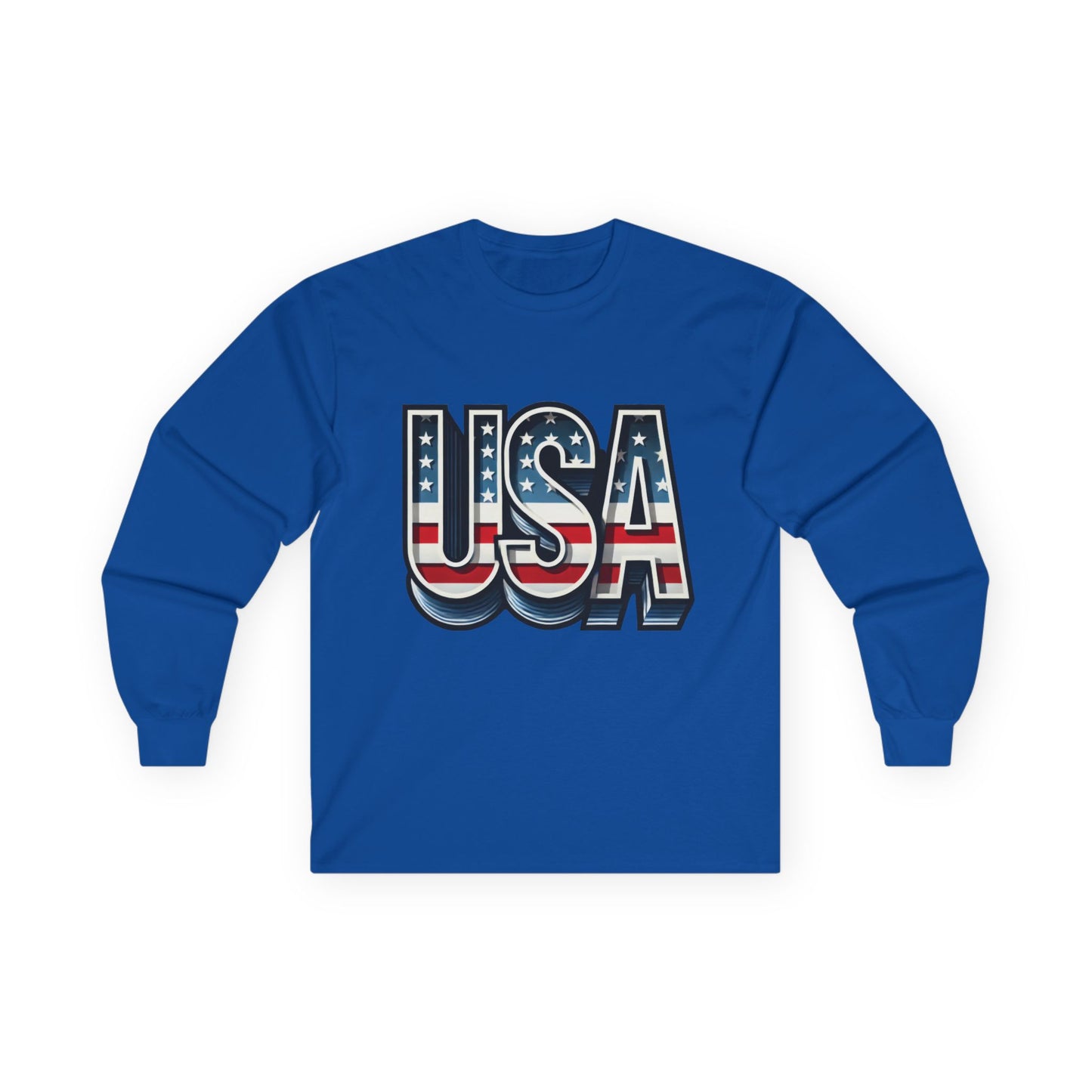 USA Graphic Long Sleeve Tee, Patriotic Shirt, Unisex Casual Wear, Independence Day Gift, Vintage Americana Apparel