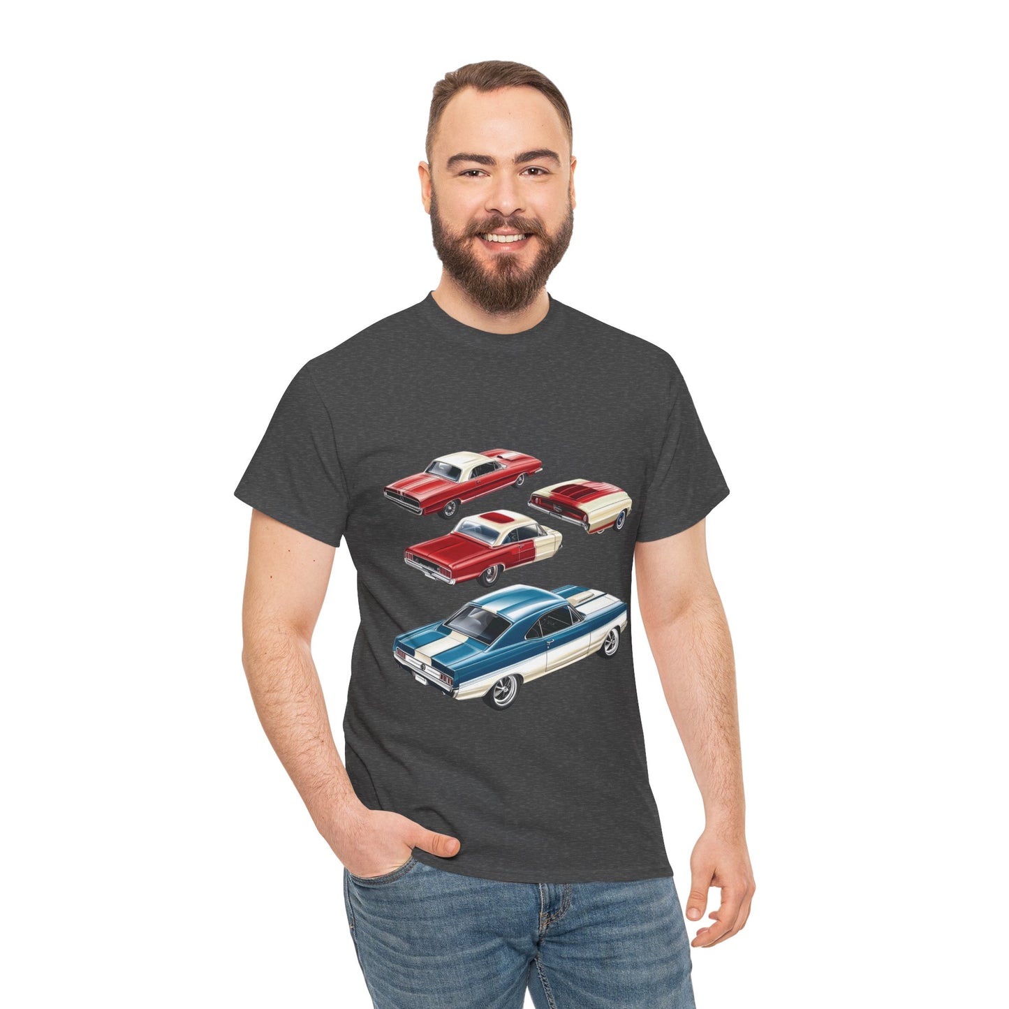 Vintage Muscle Car T-Shirt, Mens Cotton Tee with Retro American Classic Car Illustration, Gift for Car Lovers, Classic Car Graphic Tee