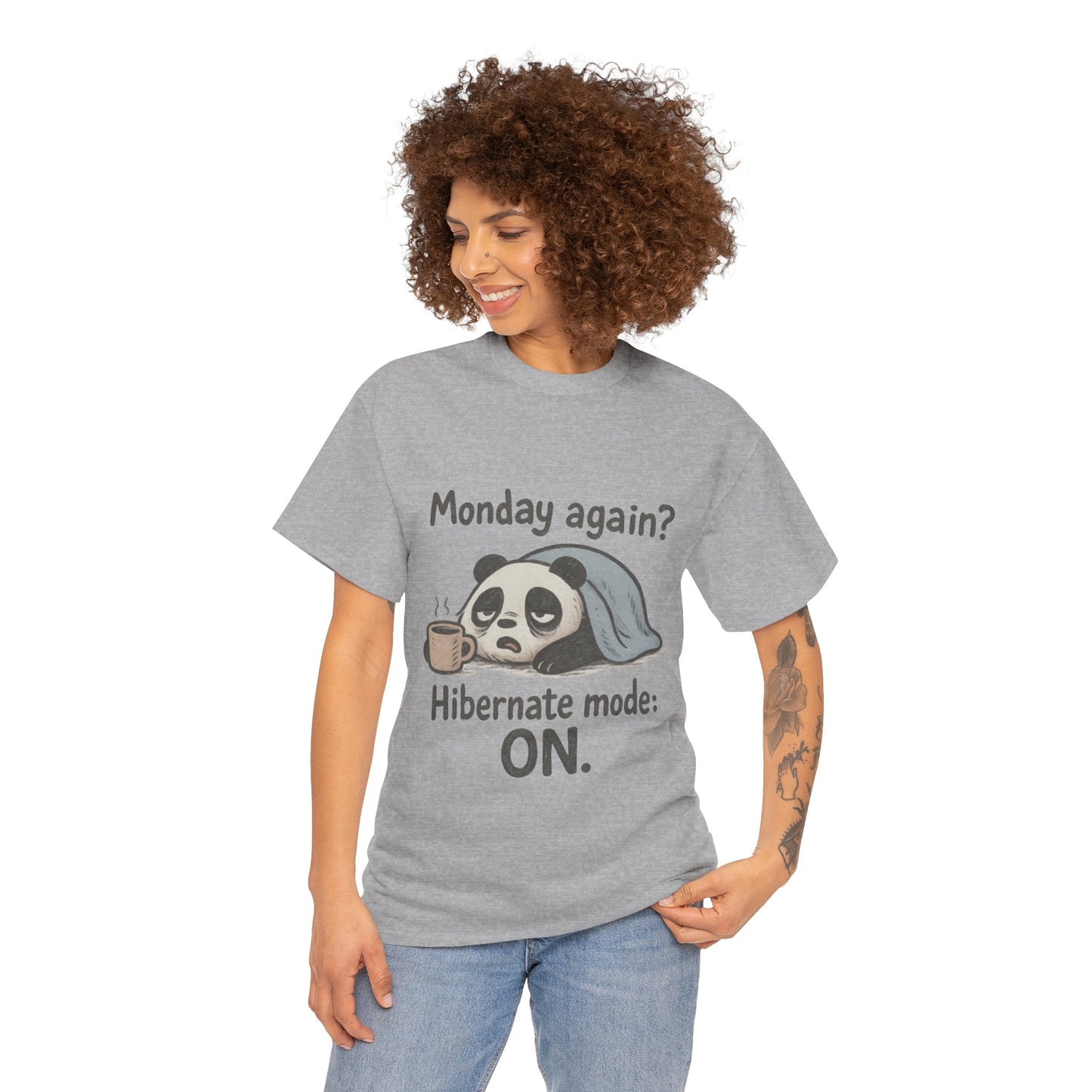 Funny Panda Hibernate Womens Tee, Cute Animal Shirt, Unisex Cotton Tee, Gift for Lazy Days, Monday Motivation T-shirt