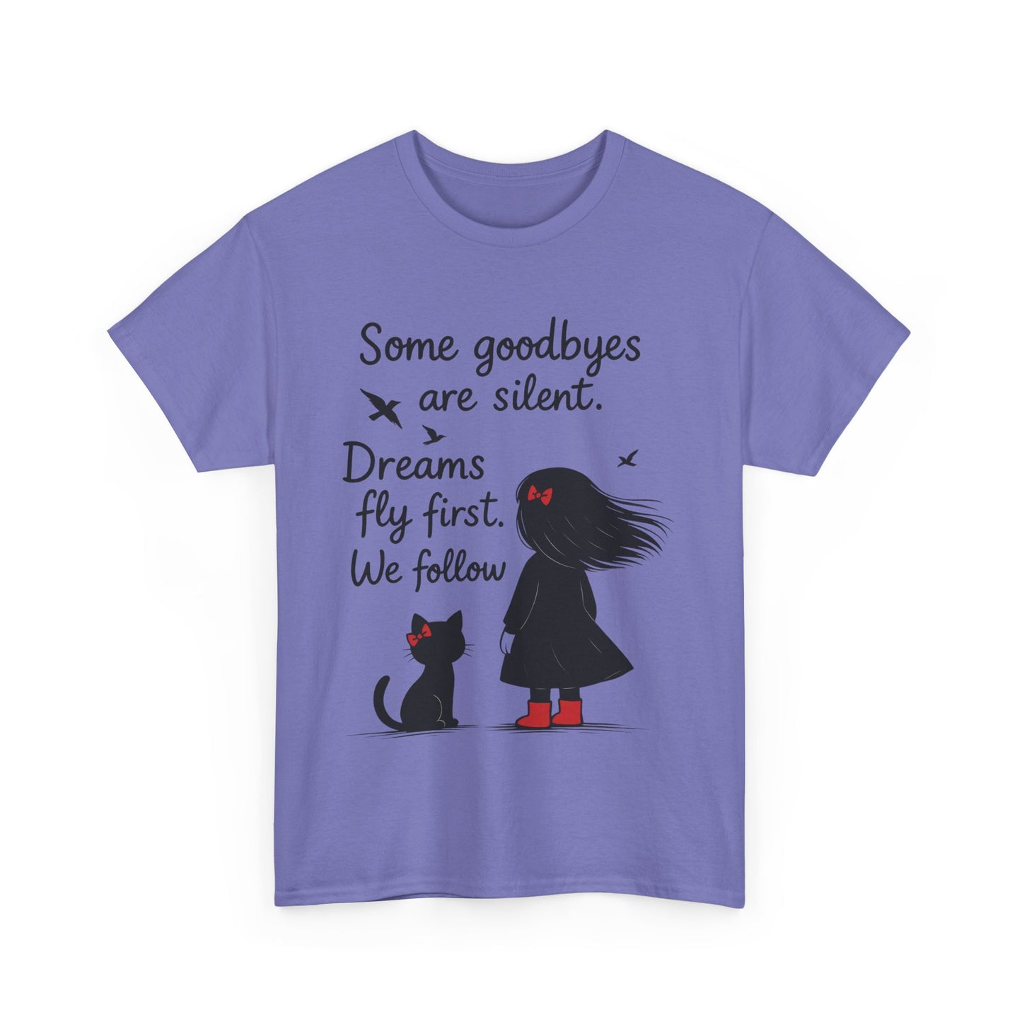 Emotional Hand Drawn Womens T-Shirt, Minimalist Red Dress Girl and Cat Graphic Tee, Cat Lover Gift