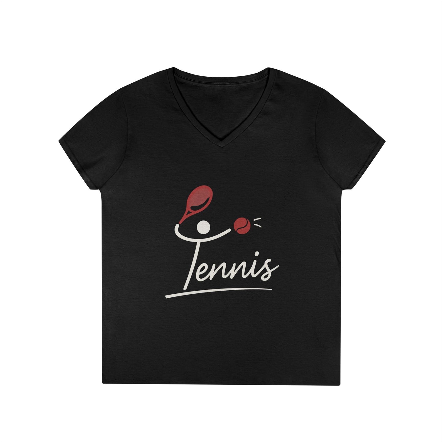 Ladies' V-Neck T-Shirt, Womens Tennis Graphic T-Shirt, Cute Sports Tee, Funny Workout Gym Top for Women
