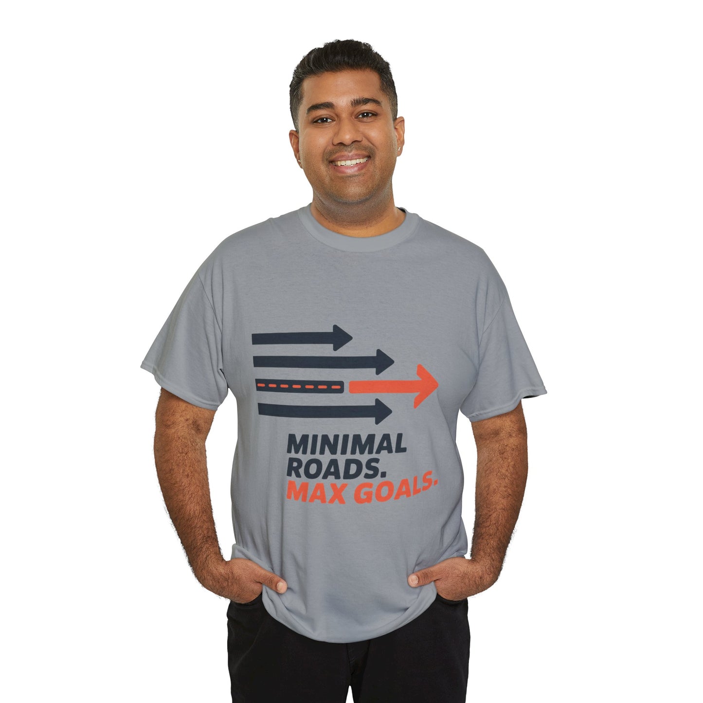 Minimal Roads Max Goals Motivational Mens T-Shirt, Urban Style Graphic Tee
