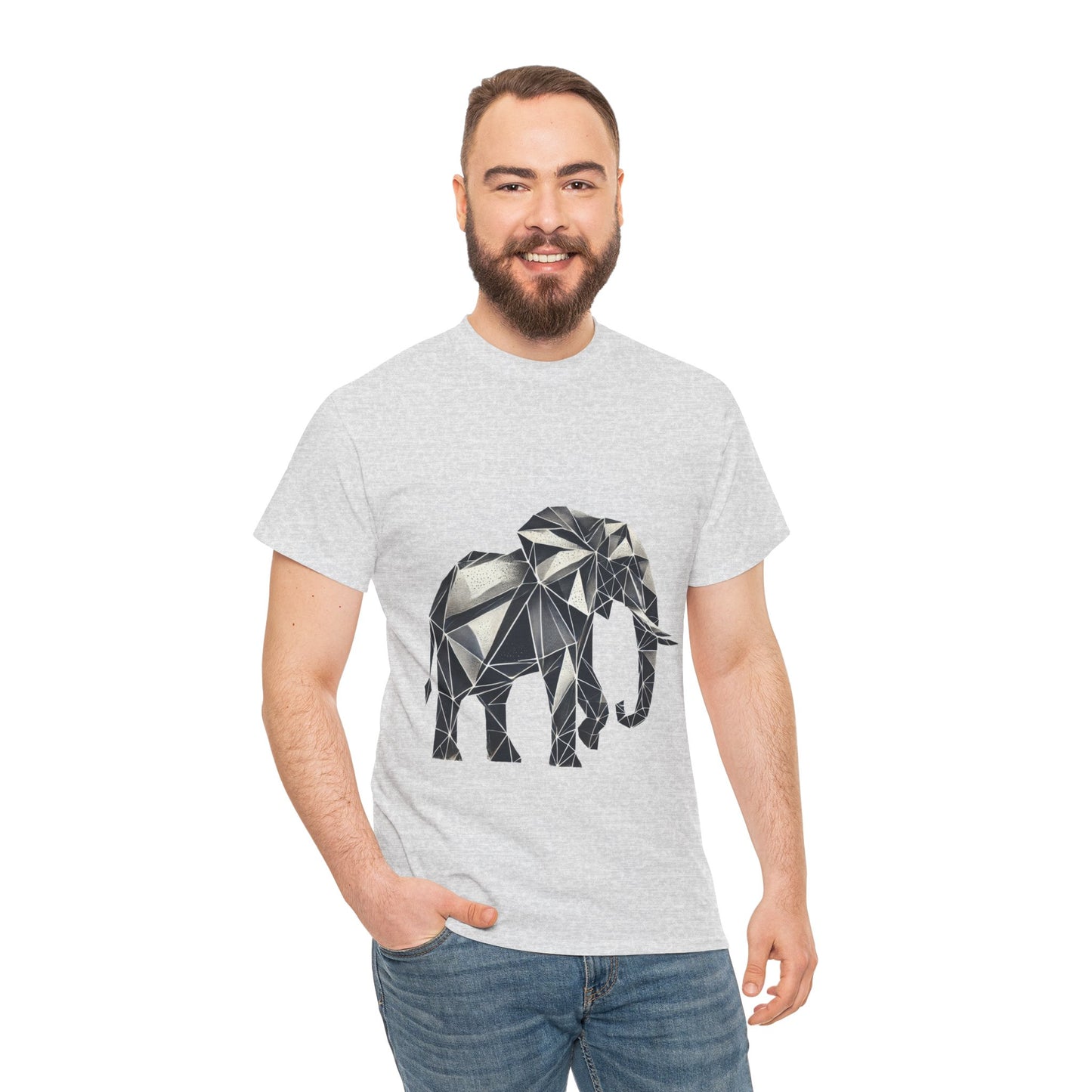 Geometric Elephant Tee - Minimalist Art Shirt, Nature Lover Gift, Animal Print T-Shirt, Unisex Cotton Tee, Eco-Friendly Wear