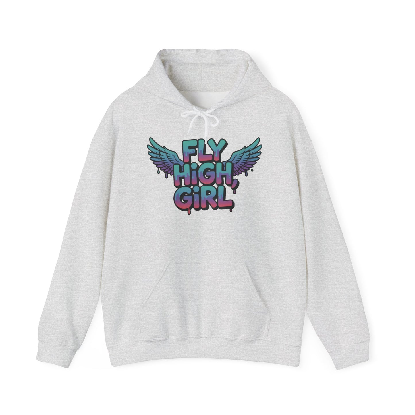 Women's Hoodie Fly High Girl, Angel Wings Graffiti Drip Graphic Pullover, Streetwear Hoodie