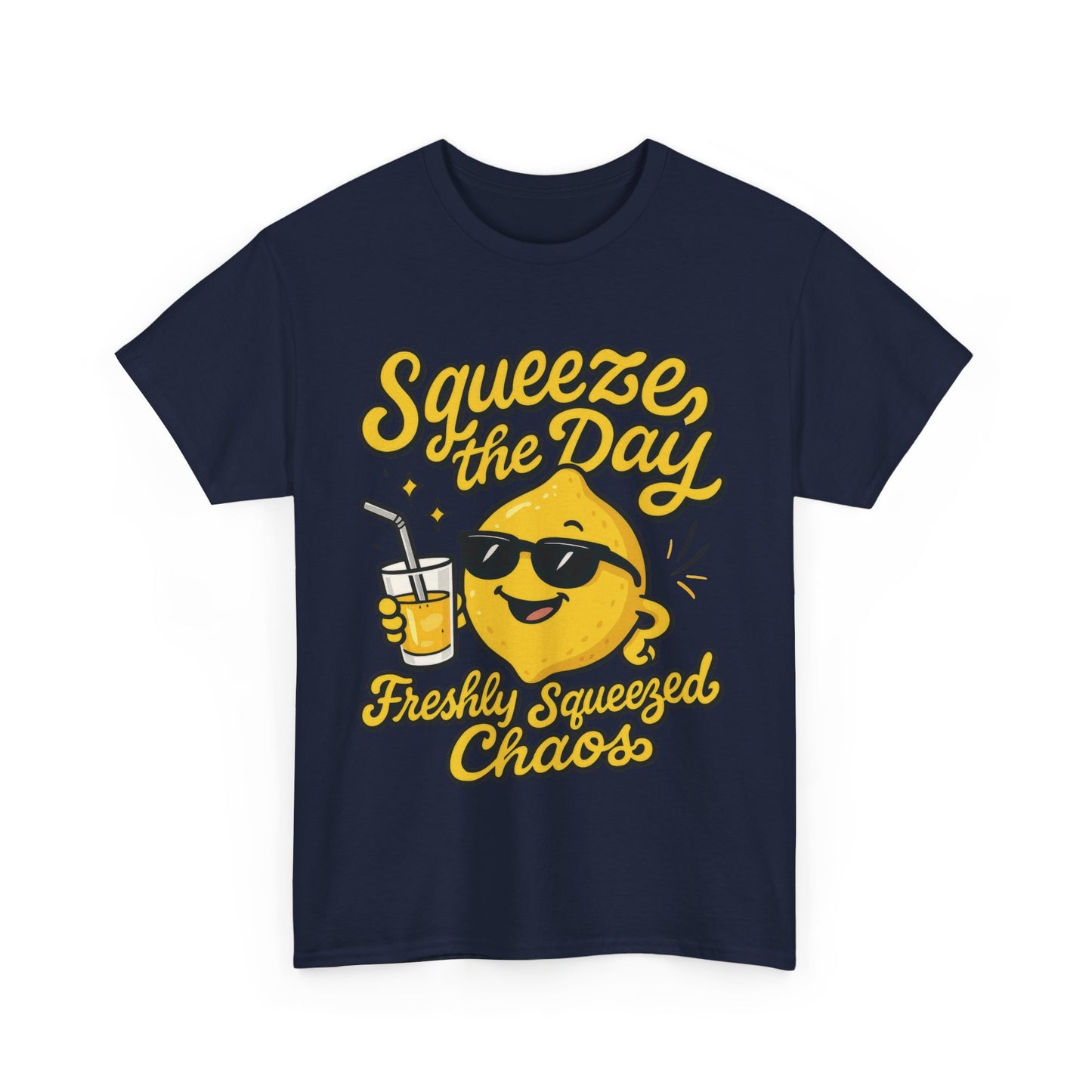 Funny Lemon Shirt for Women - Squeeze The Day Freshly Squeezed Chaos Tee - Cute Positive Citrus Graphic Tee, Fun Summer Tee for Beach Vibes
