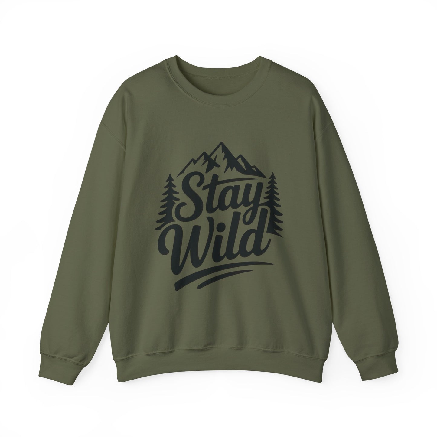 Stay Wild Unisex Crewneck Sweatshirt, Cozy Casual Wear for Adventurers, for Nature Lovers, Mountain Nature Unisex Crewneck Sweatshirt