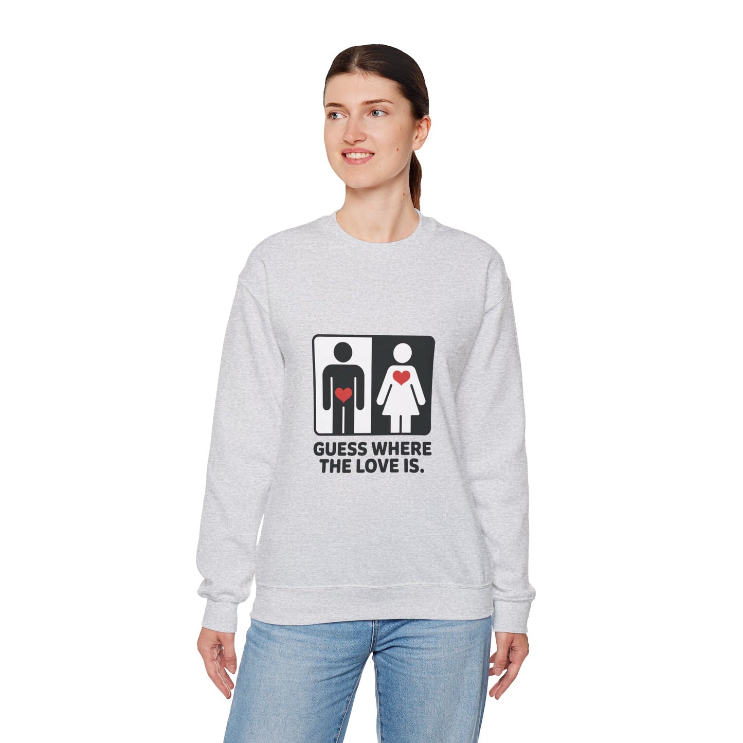 GuesWhere the Love Is Sweatshirt, Couples Gift, Valentines Day Apparel, Matching Sweatshirt, Relationship Sweatshirt, Love Joke Graphic