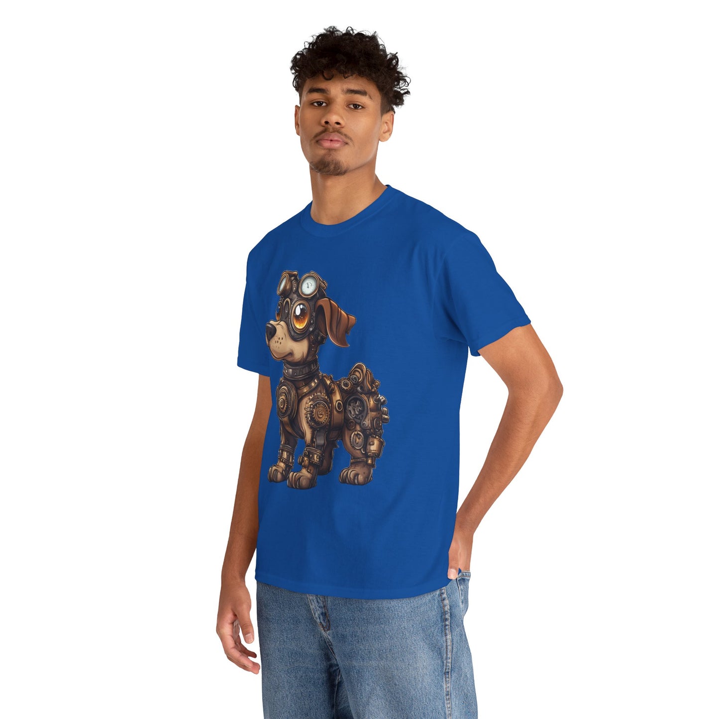 Cyberpunk Pup Design Mens Tee, Steampunk Dog Tee, Dog Lover Gift, Vintage Style, Fun Graphic Tee, Quirky Pet Apparel