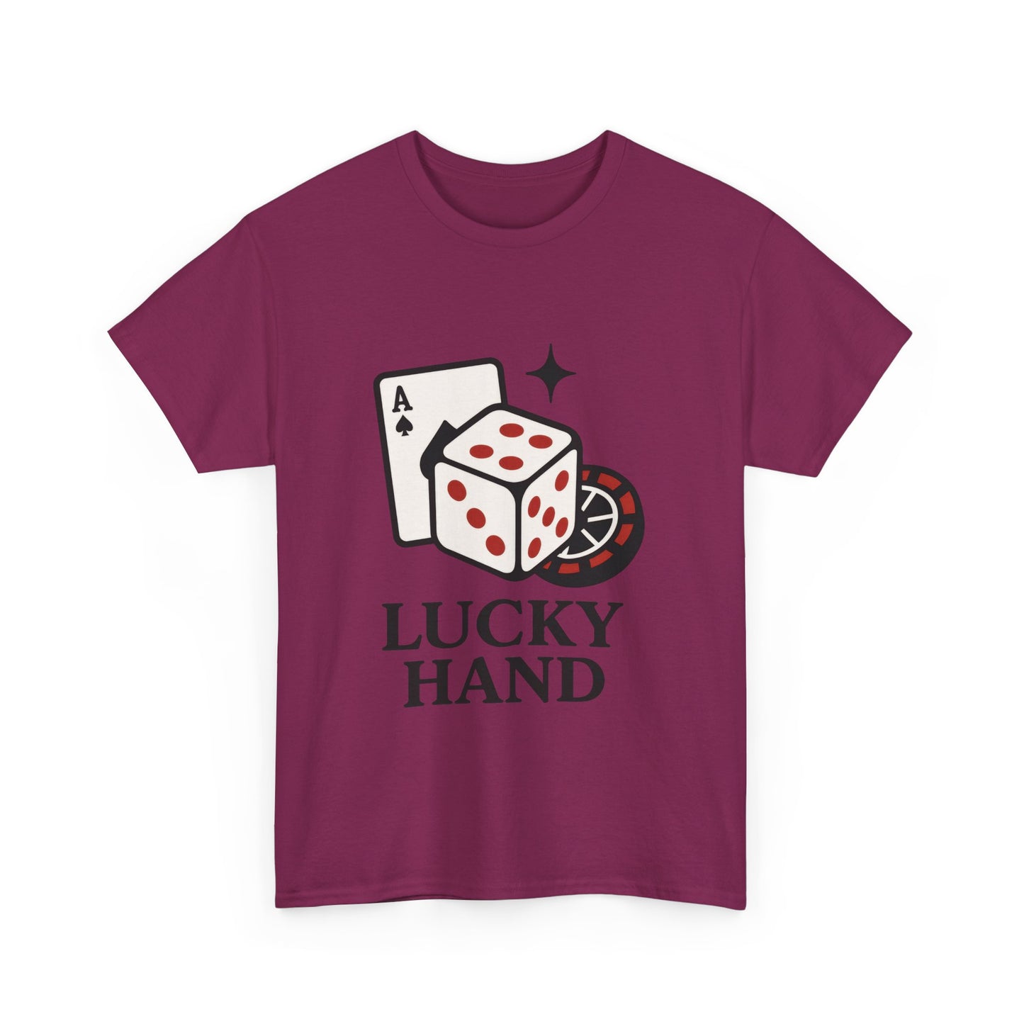 Lucky Hand Unisex Heavy Cotton Tee, Gambling Shirt, Casino Wear, Good Luck Gift, Poker T-Shirt, Casual Vintage Style