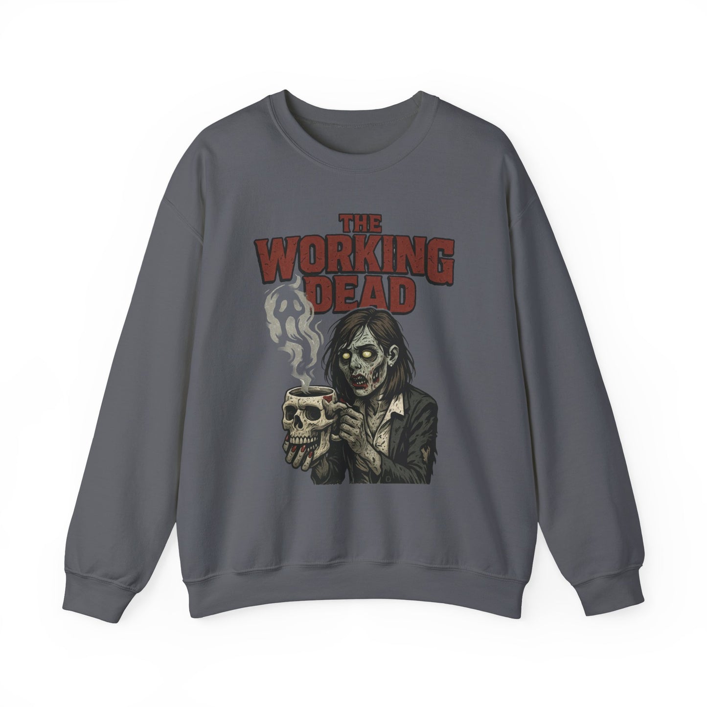 The Working Dead Women's Zombie Sweatshirt, Halloween Zombie Top, Work Humor Sweatshirt, Women's Heavy Blend™ Crewneck Sweatshirt