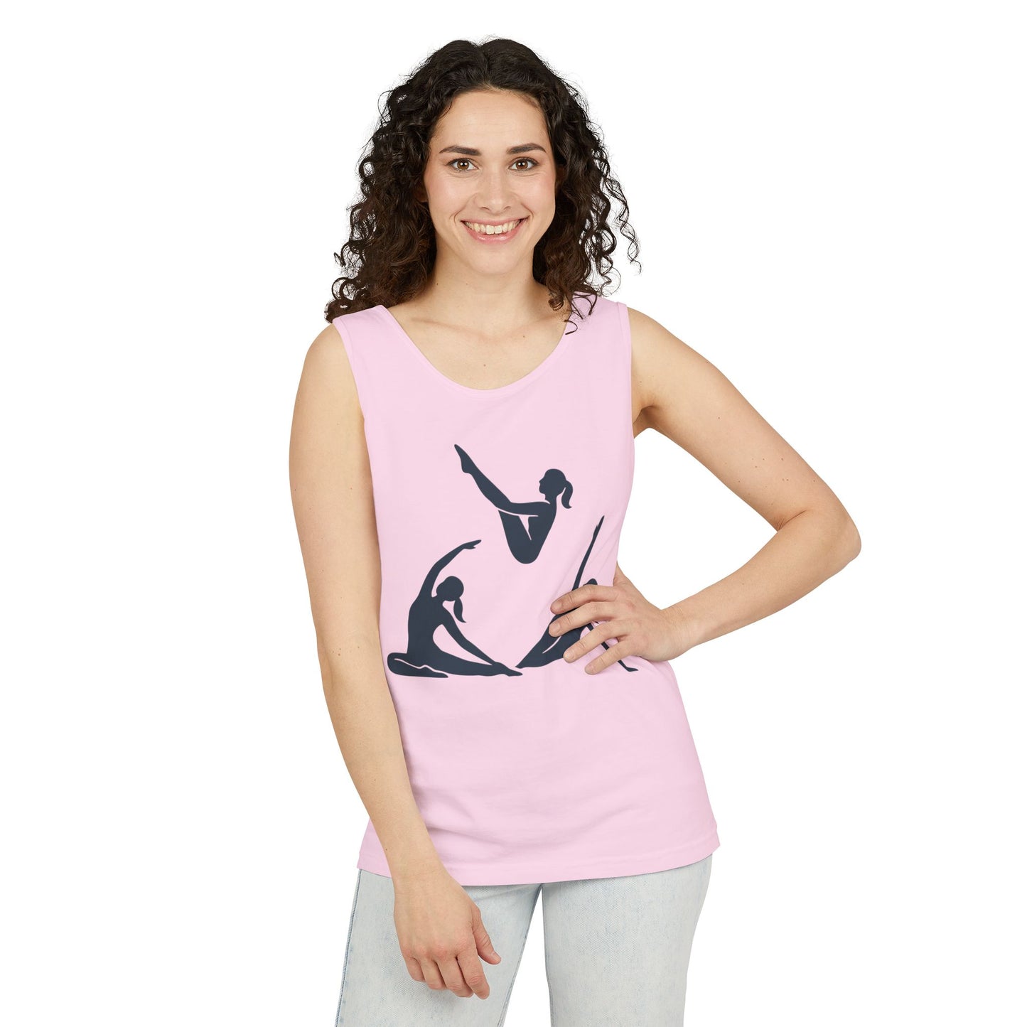 Womens Garment-Dyed Tank Top, Womens Pilates Tank Top, Yoga Fitness Graphic Top, Cute Workout Gym Shirt