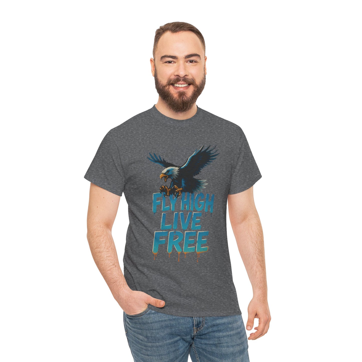 Fly High Live Free Eagle Graphic Mens T-Shirt, Eagle Tee, Fly Free Tee, Wild Flight