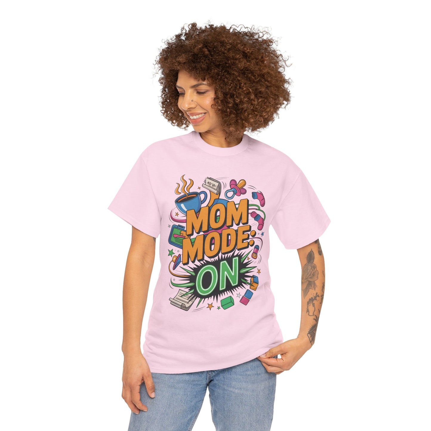 Mom Mode ON Cotton Tee, Funny Mom T-Shirt, Gift for Mothers, Parent Life Apparel, Mother's Day Humor T-Shirt, Cute Mama Life Graphic Tee