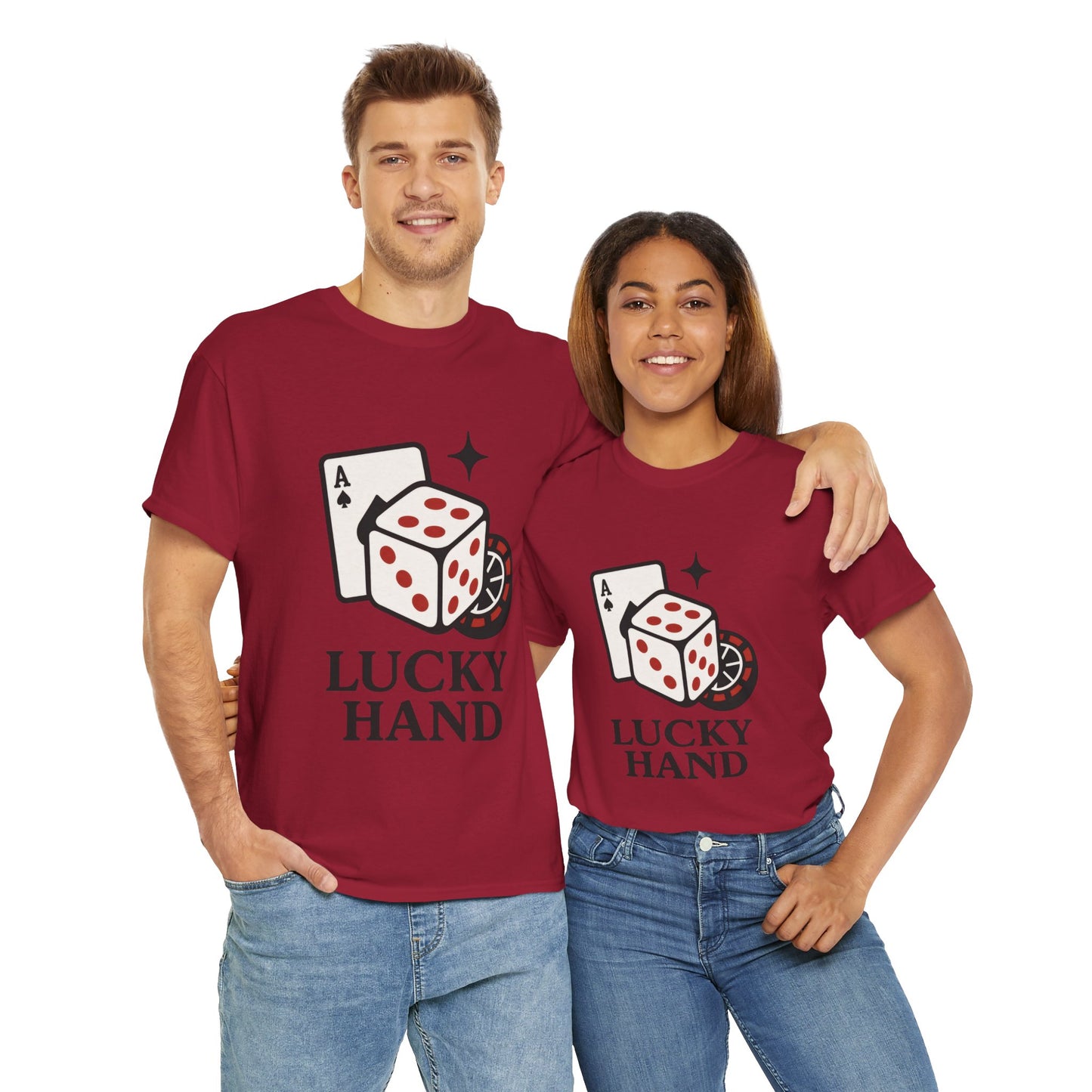Lucky Hand Unisex Heavy Cotton Tee, Gambling Shirt, Casino Wear, Good Luck Gift, Poker T-Shirt, Casual Vintage Style