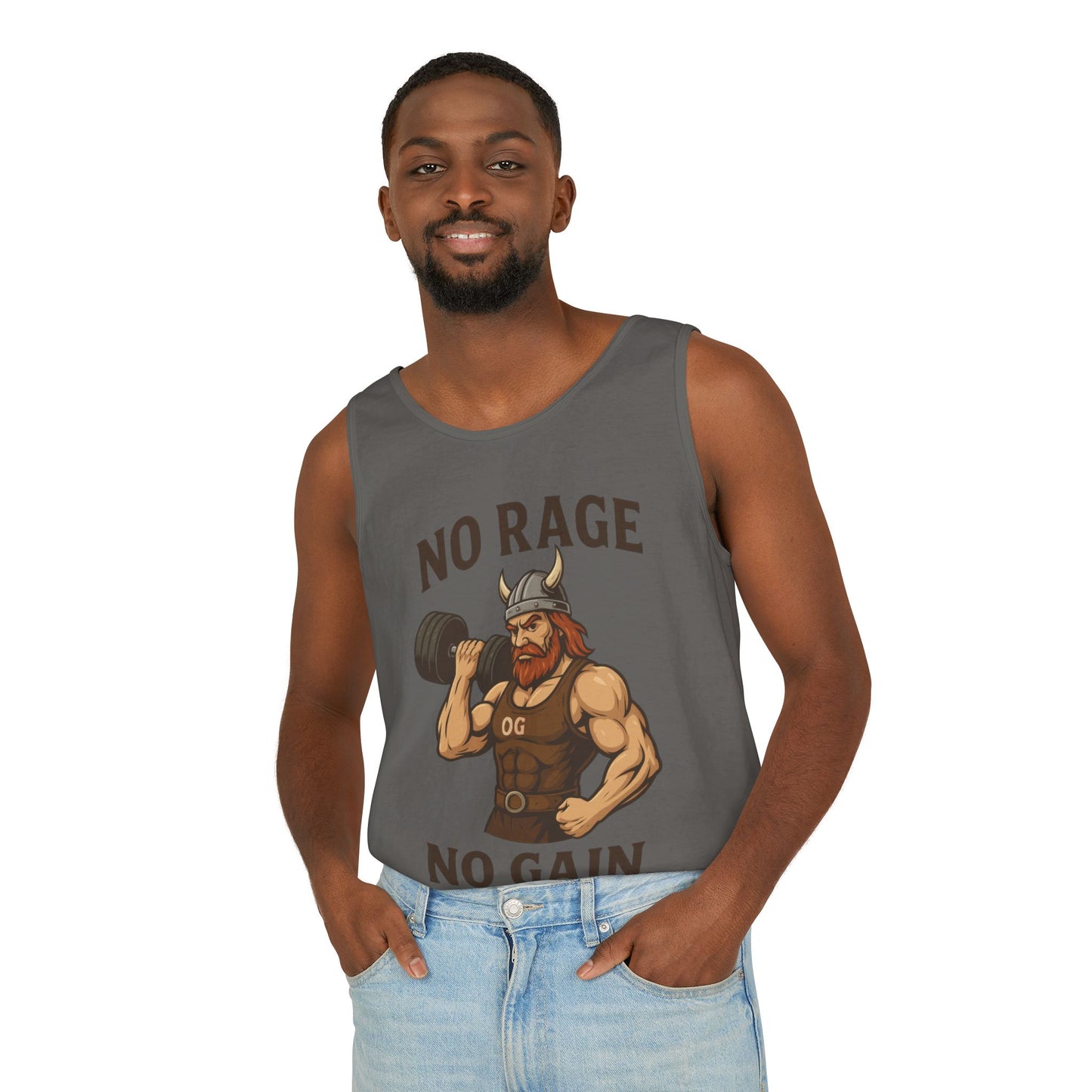 No Rage No Gain Viking Gym Tank Top, Funny Muscle Workout Tee, Barbarian Fitness Tank for Men, Gym Wear, Workout Gear, Casual Summer Outfit
