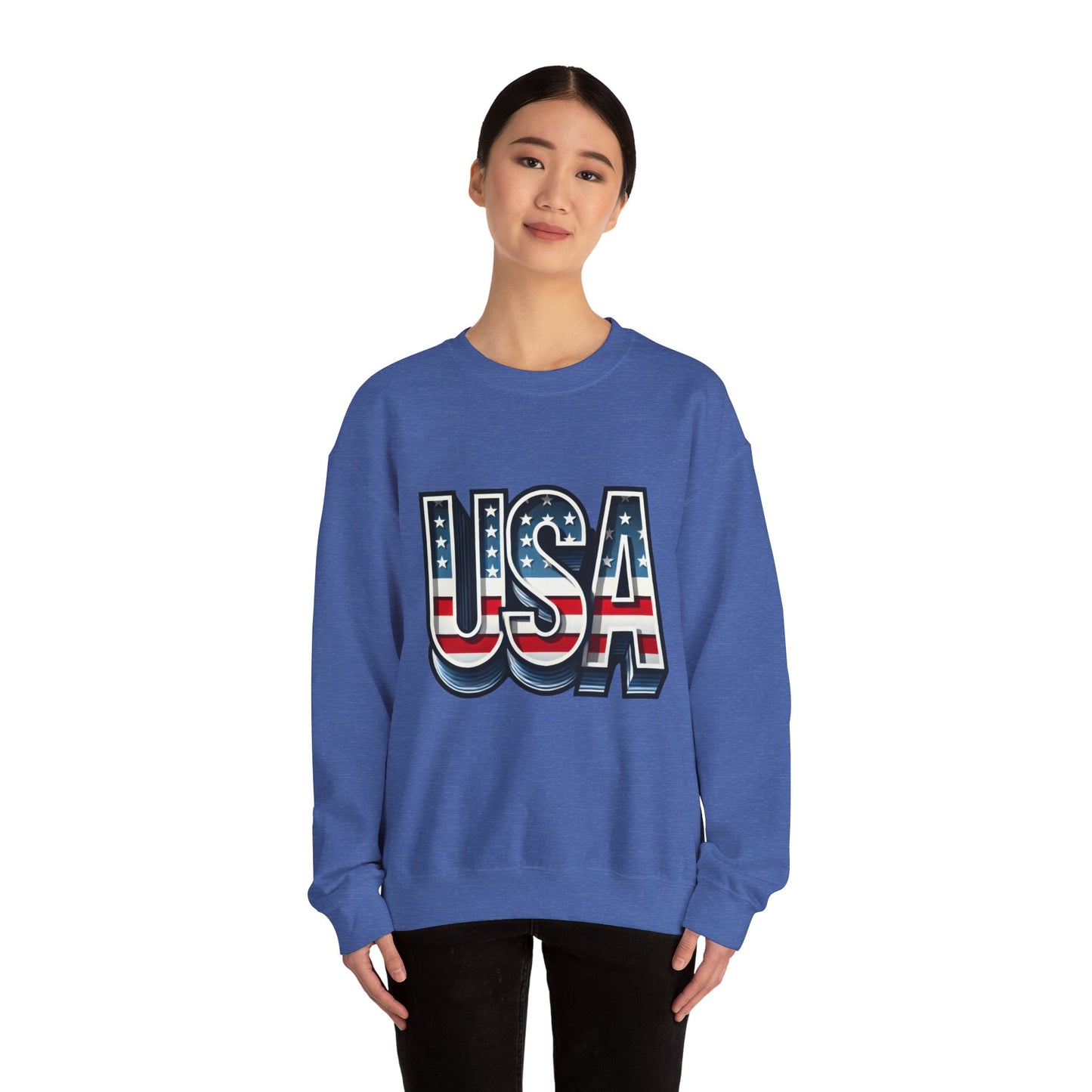 USA Patriotic Crewneck Sweatshirt for All Seasons, Cozy Sweatshirt for Independence Day, Casual Wear, Gift for Friends and Family
