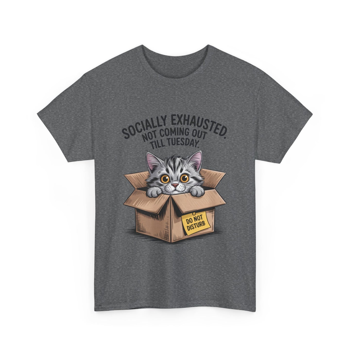 Socially Exhausted Cat Women's Tee, Funny Cat Shirt, Women's Graphic Tee, Gift for Introverts, Cute Animal T-Shirt, Weekend Wear