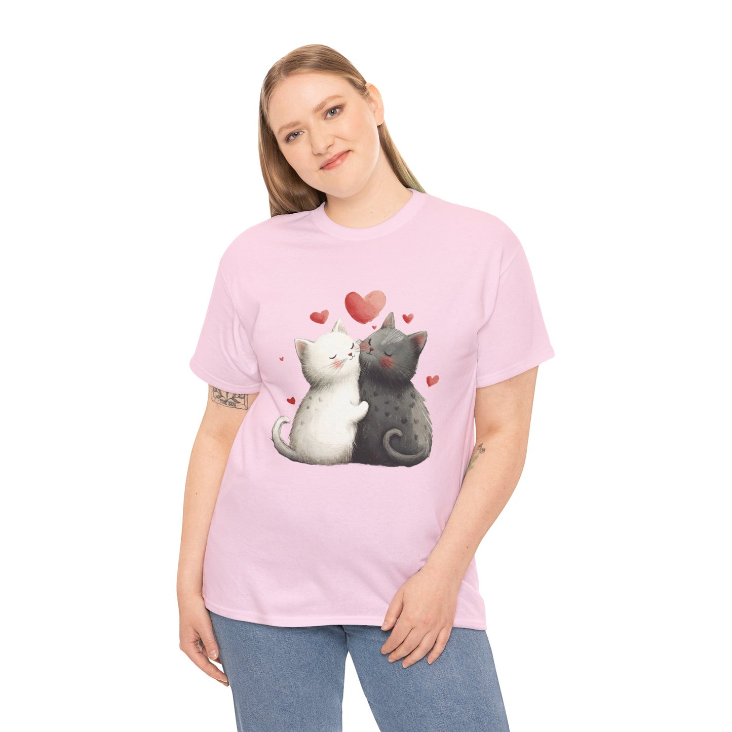 Cute Cat Love T-Shirt, Adorable Feline Couple Tee, Gift for Cat Lovers, Valentine's Day Shirt, Cozy Everyday Wear, Cat Mom T-Shirt