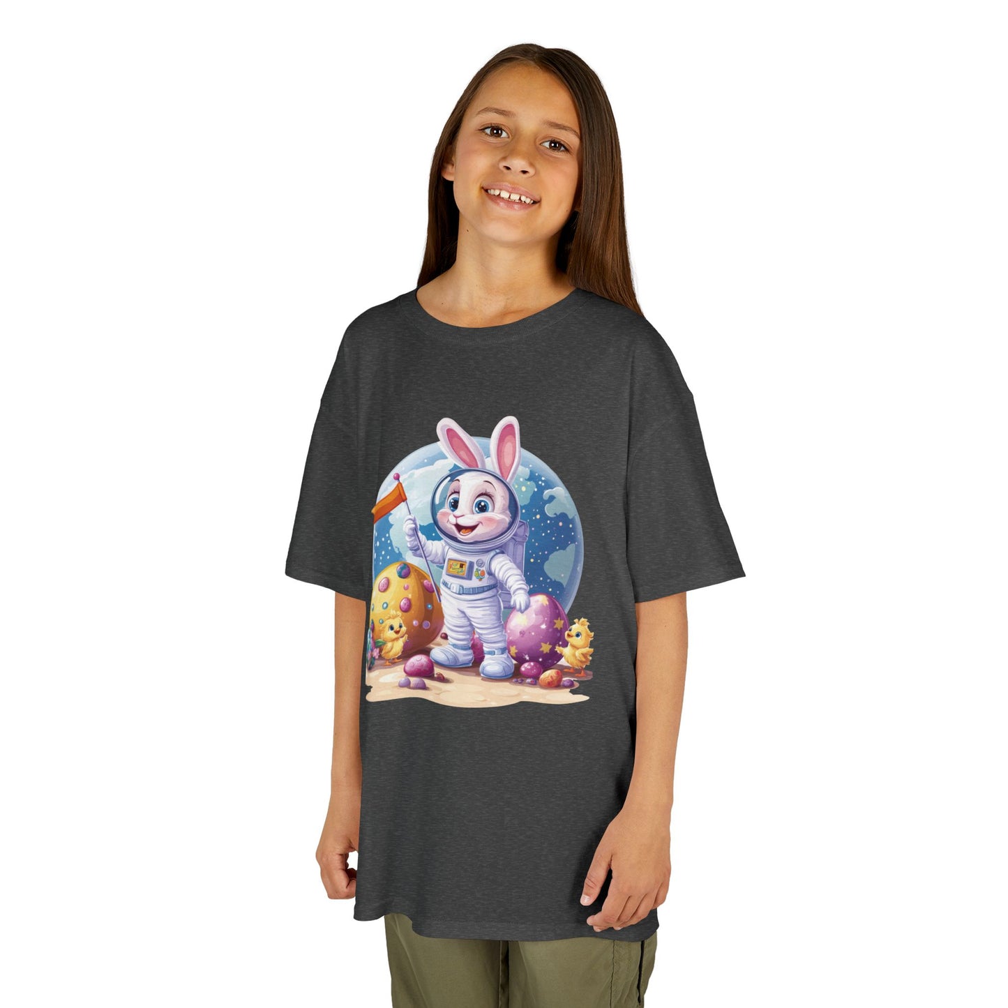 Kids Easter Astronaut Bunny T-Shirt, Space Bunny with Eggs, Galaxy Adventure Tee, Cute Bunny Gift for Boys and Girls