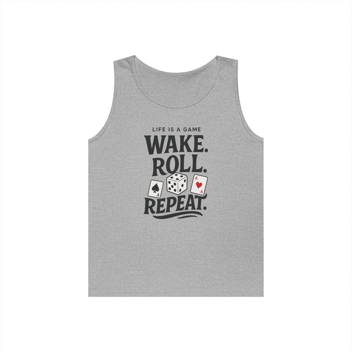 Game Themed Tank Top, Casual Tee, Gift for Gamers, Fun Workout Top, Funny Dice & Cards Shirt, Unisex Gambling Gift