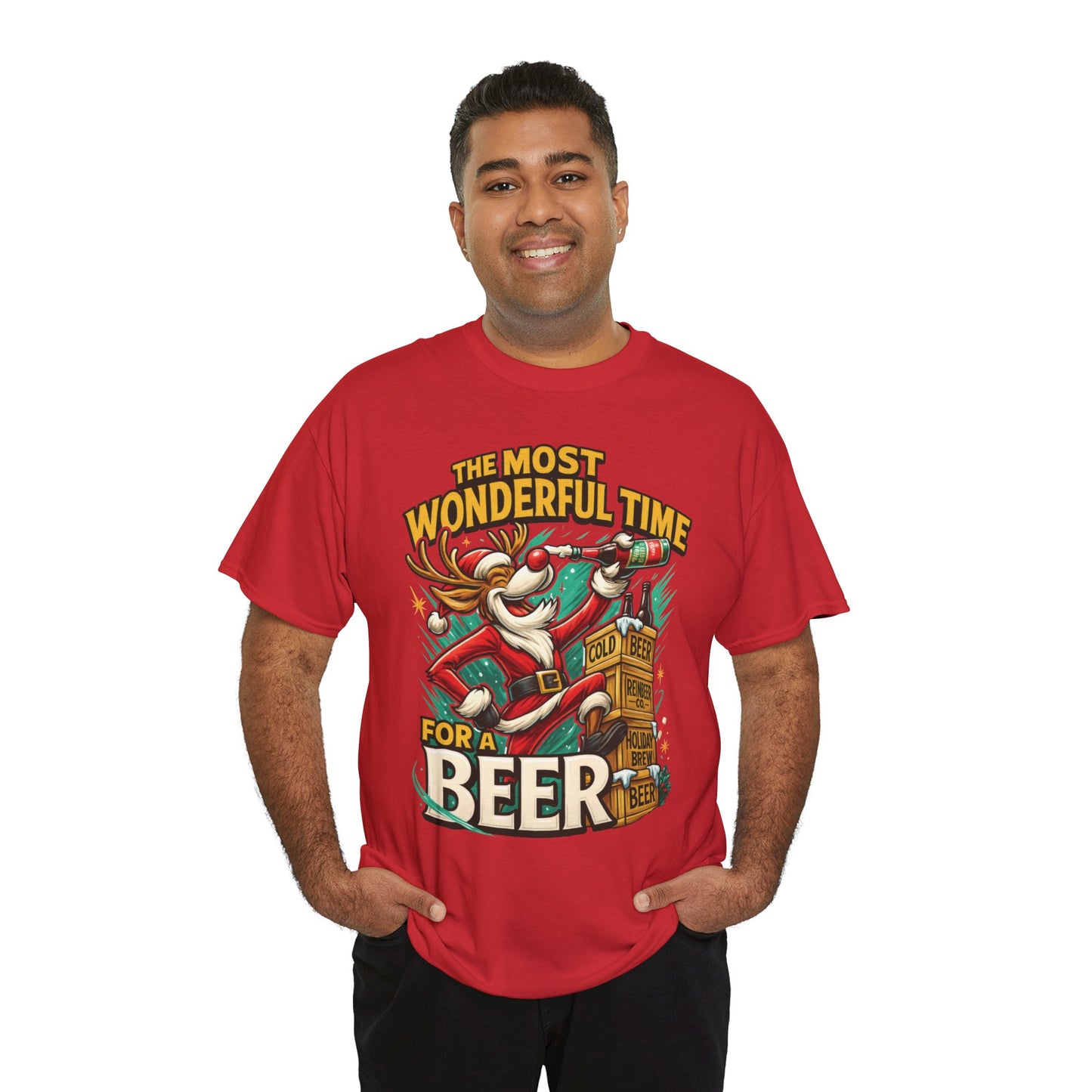 Funny Christmas Beer T-Shirt for Men, The Most Wonderful Time for a Beer
