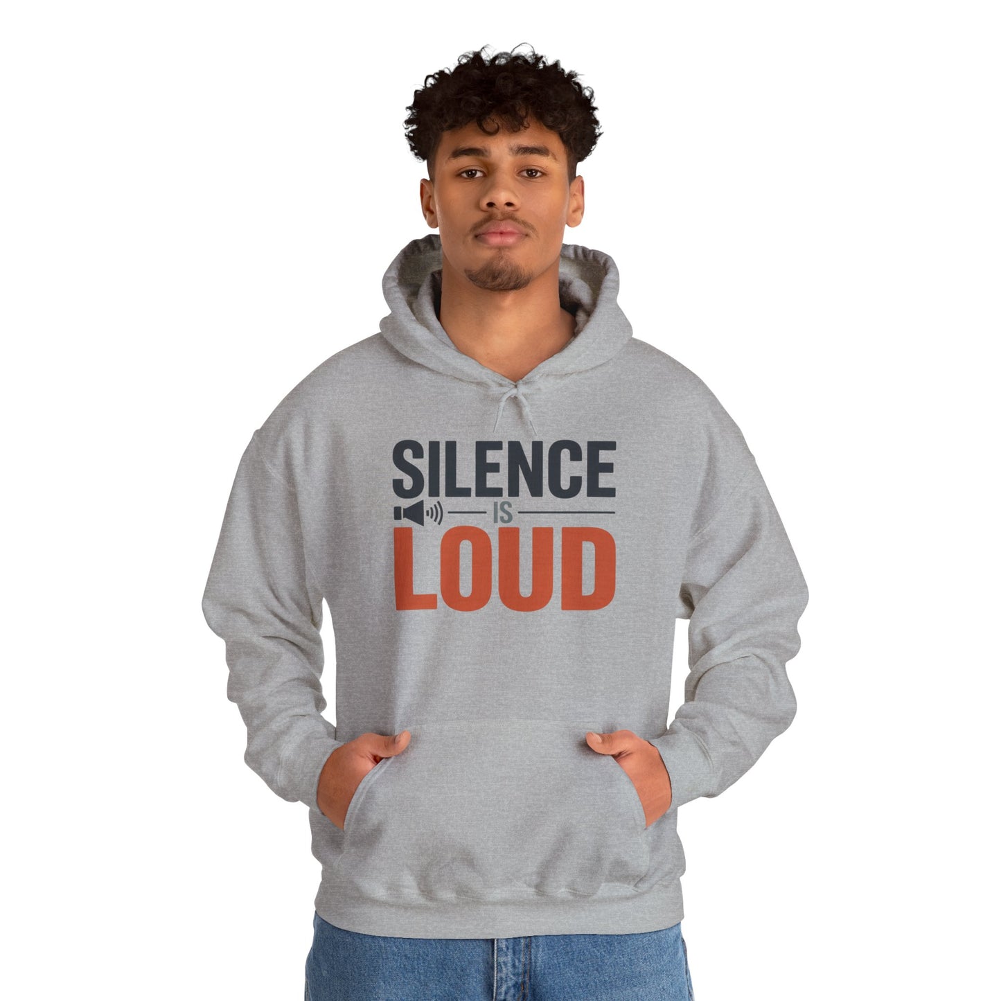 Mens Heavy Blend™ Hooded Sweatshirt, Silence Is Loud Graphic Motivational Mens Hoodie