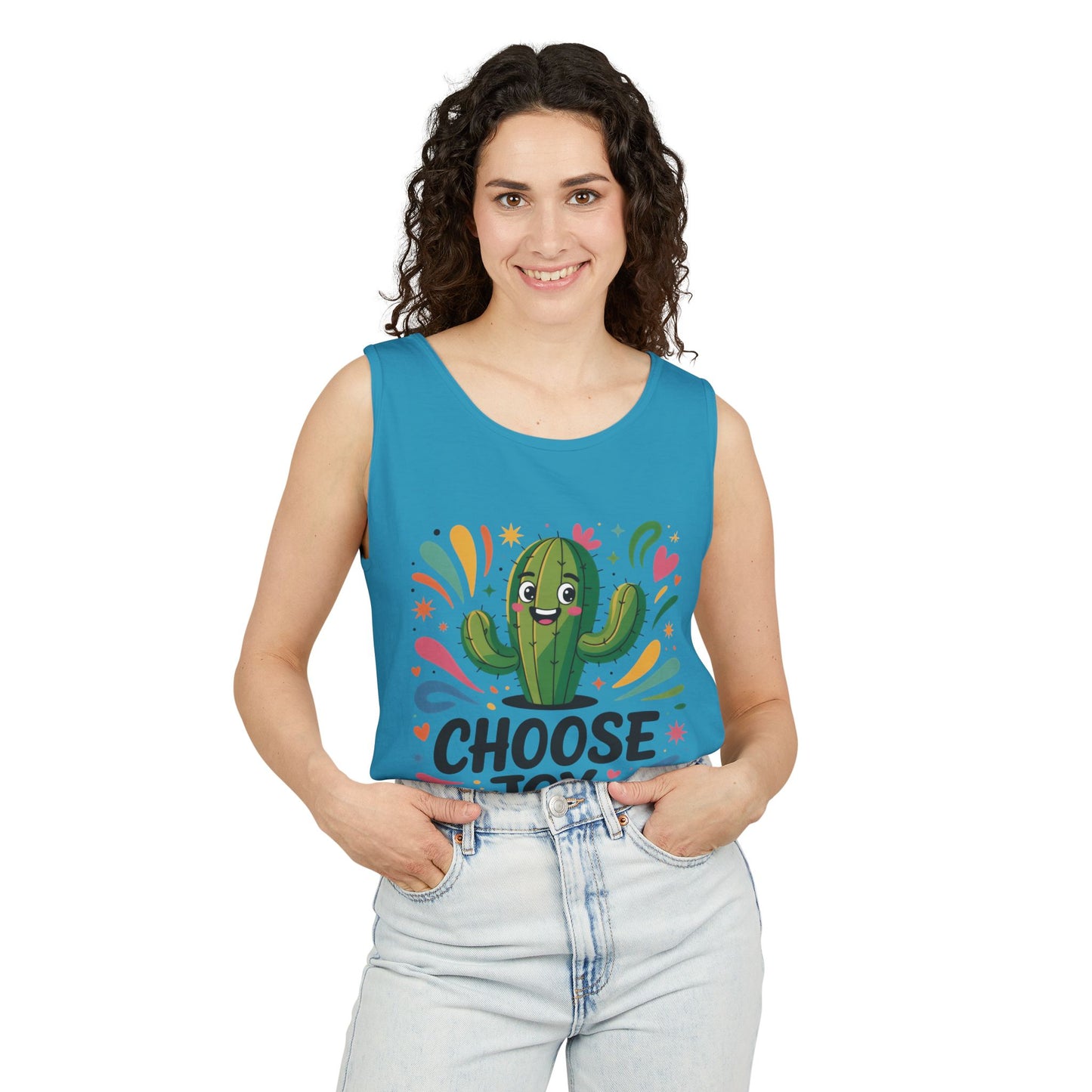 Joyful Cactus Womens Tank Top, Choose Joy Always, Summer Tank, Casual Wear, Gift for Friends, Trendy Top, Vacation Outfit