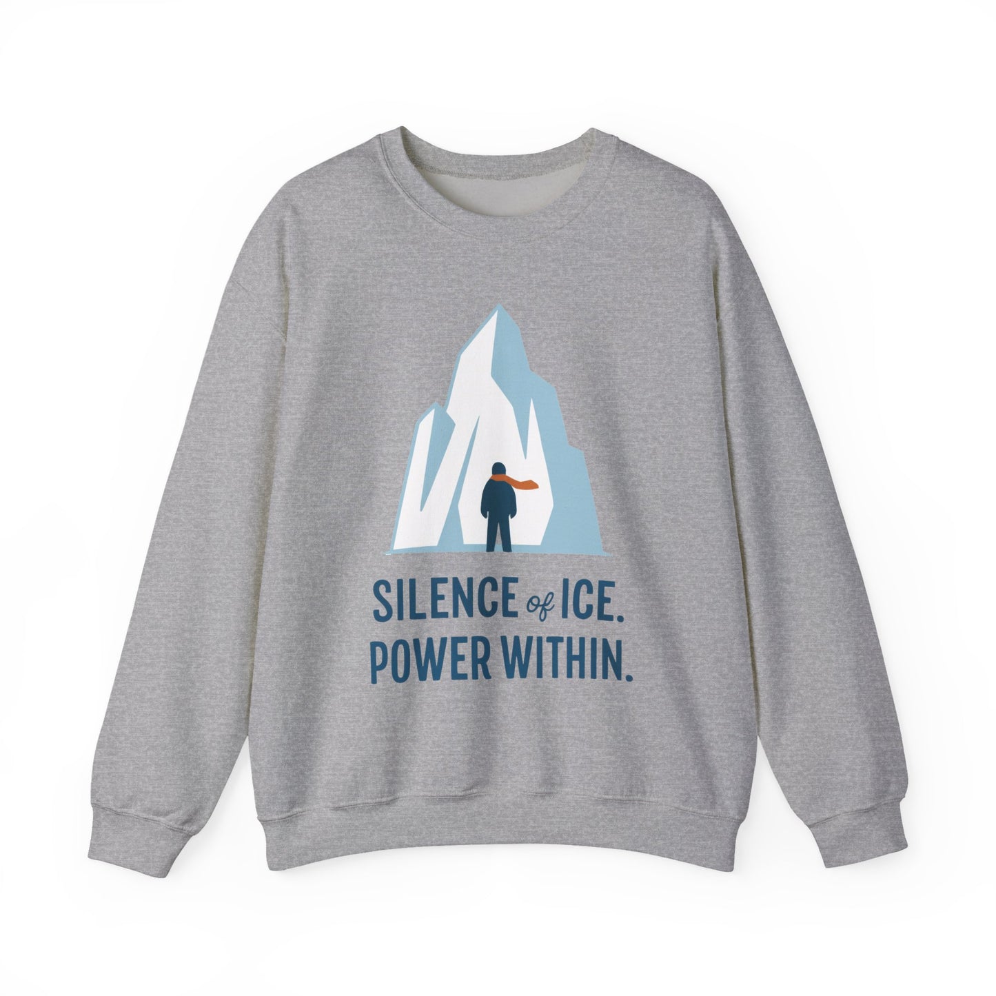 Men's Heavy Blend™ Crewneck Sweatshirt, Silence of Ice Power Within Sweatshirt, Nordic Iceberg Minimalist Pullover