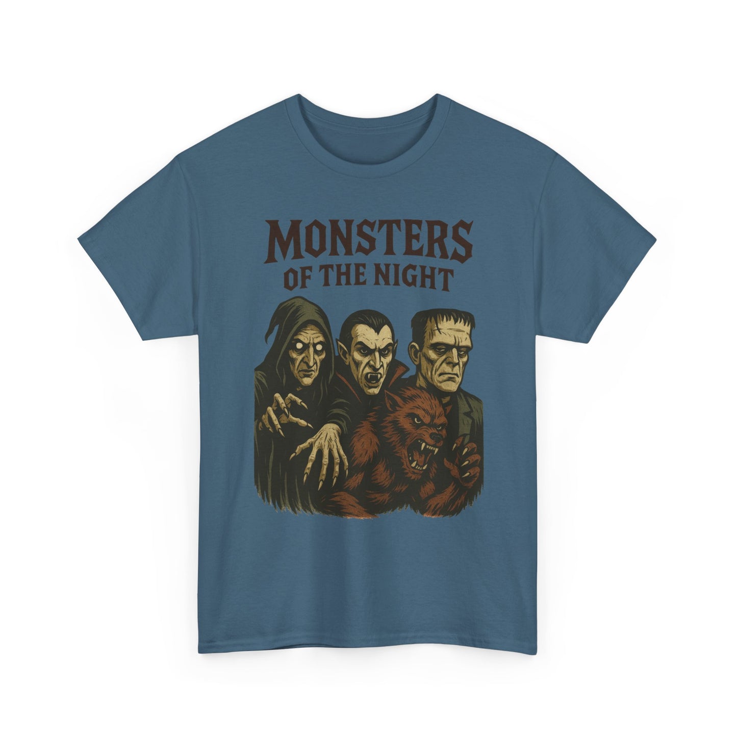 Monsters of the Night Men's T-Shirt, Classic Horror Movie Monsters Graphic Tee, Halloween Shirt