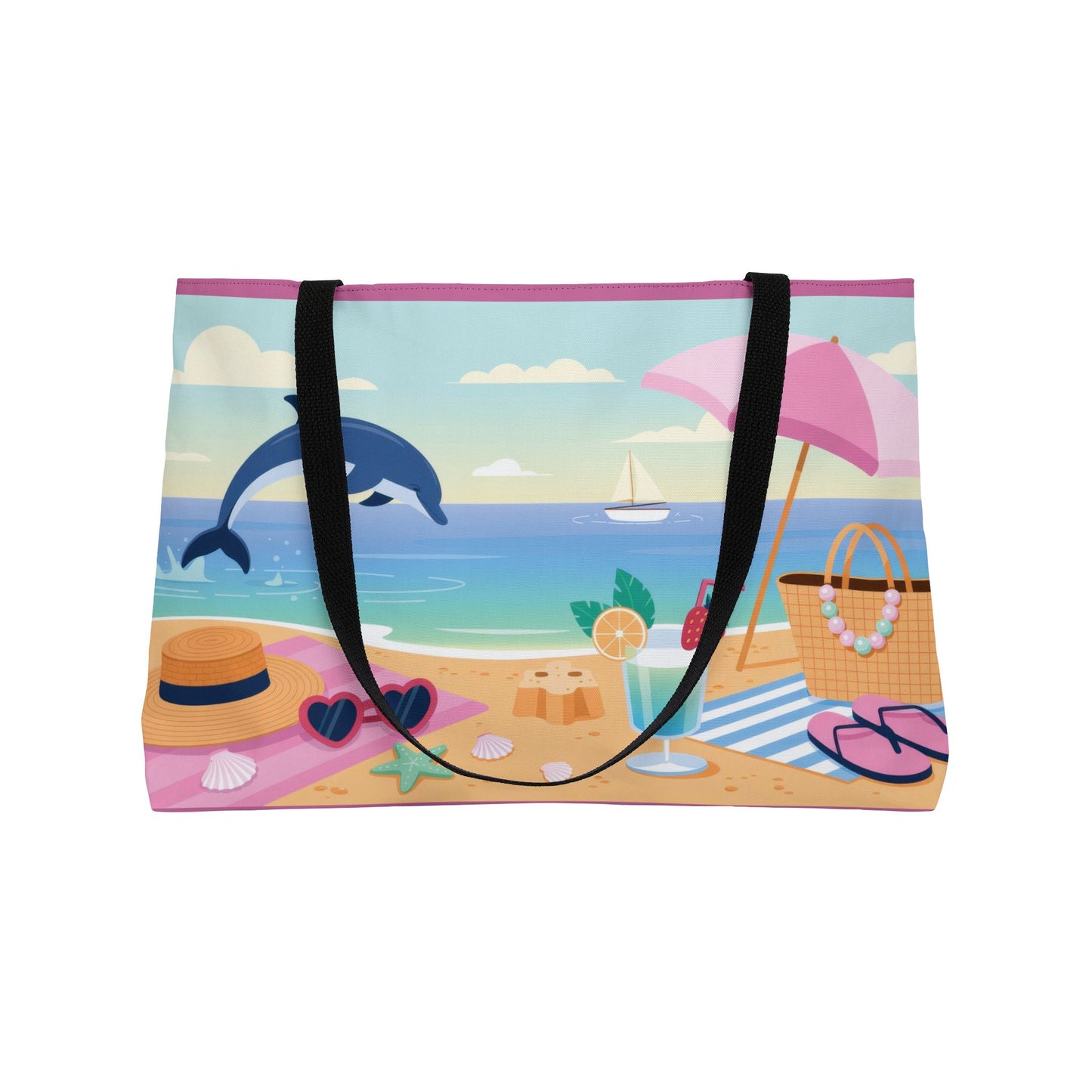Vibrant Beach Weekender Tote Bag, Travel Bag, Shopping Tote, Coastal Style, Summer Vibe, Perfect for Vacation, Beach Days, Family Outings
