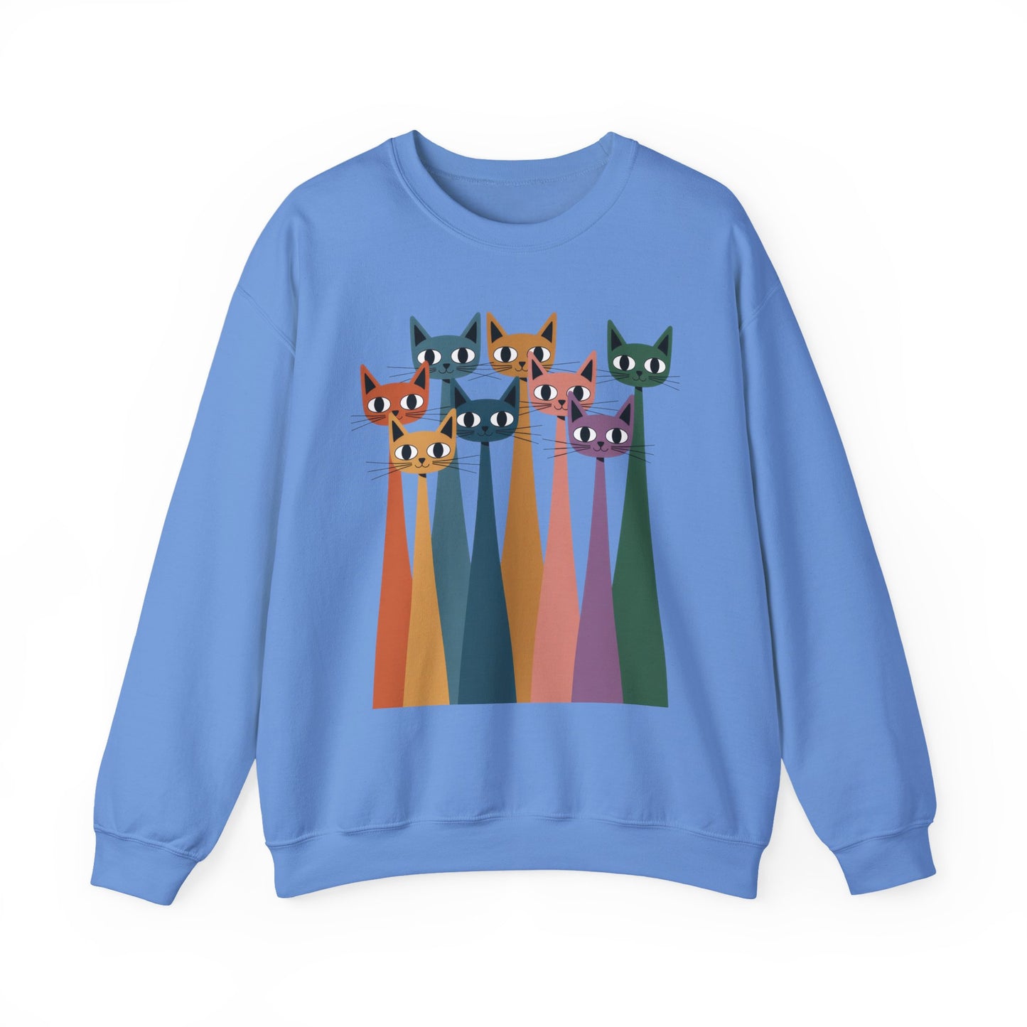 Colorful Cat Sweatshirt, Cozy Crewneck, Cat Lover Gift, Unisex Sweatshirt, Cute Animal Apparel, Fun Gift for Cat Owners