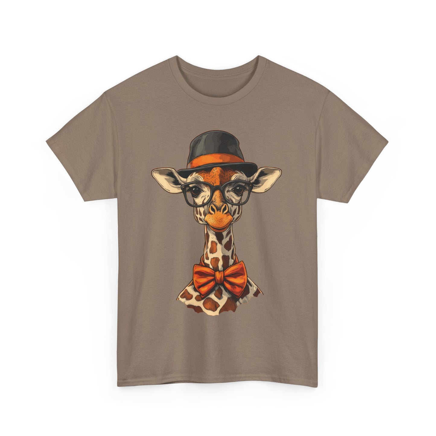 Hipster Giraffe T-Shirt with Hat and Glasses, Whimsical Giraffe Tee, Fun Gift, Cute Graphic Shirt, Unisex Heavy Cotton Tee