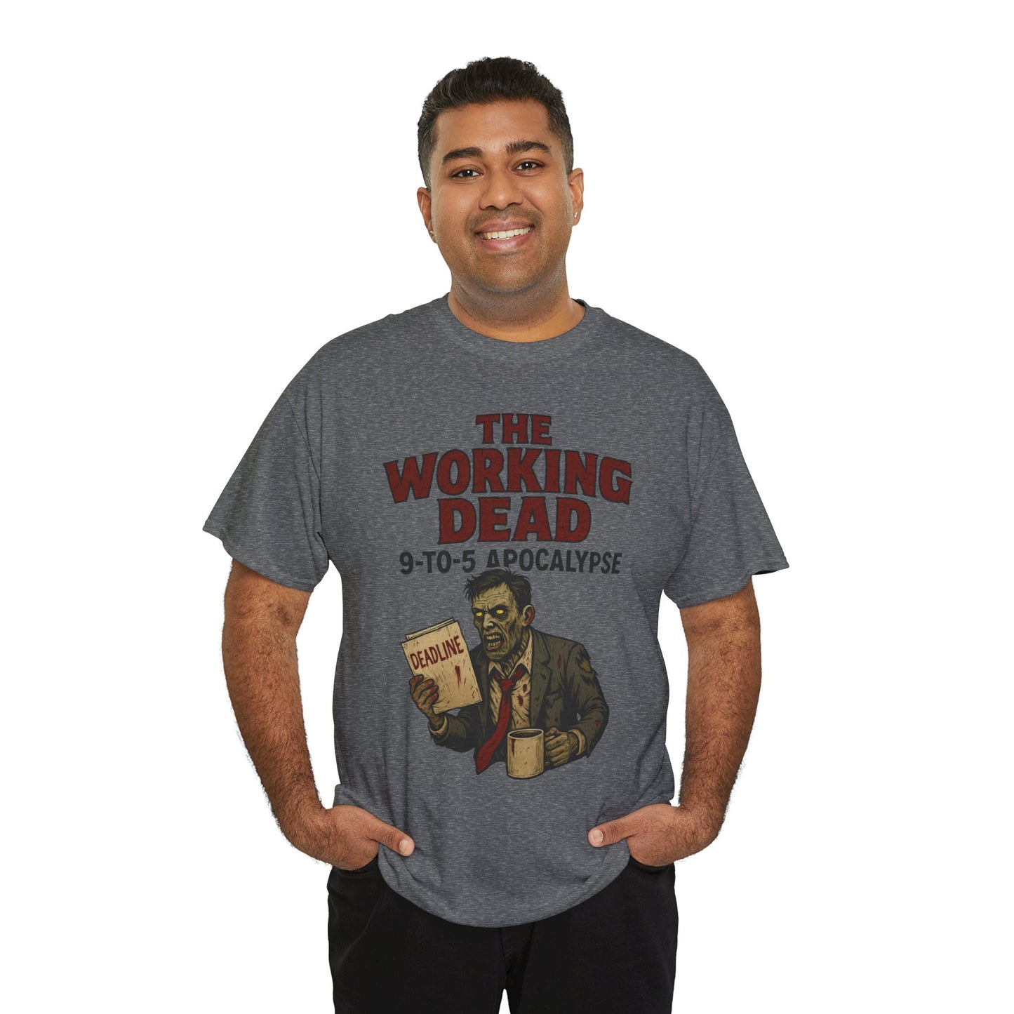 The Working Dead 9-to-5 Apocalypse Men's T-Shirt, Funny Horror Office Zombie Tee, Halloween Zombie Top, Work Humor Sweatshirt