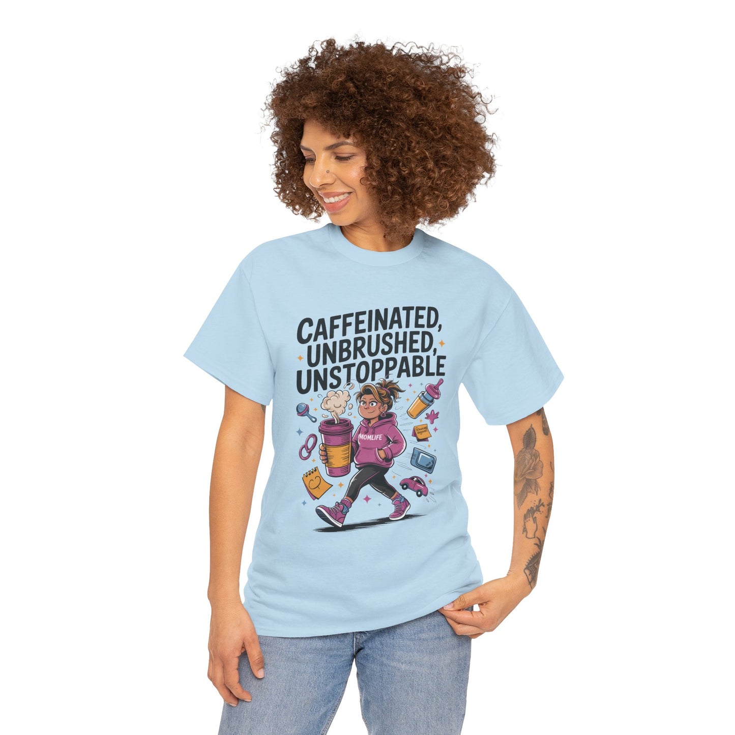 Funny Mom Life Graphic Shirt, Mother's Day Gift, Cotton Tee for Tired but Fierce Mothers, Coffee and Mom T-Shirt, mom life shirt