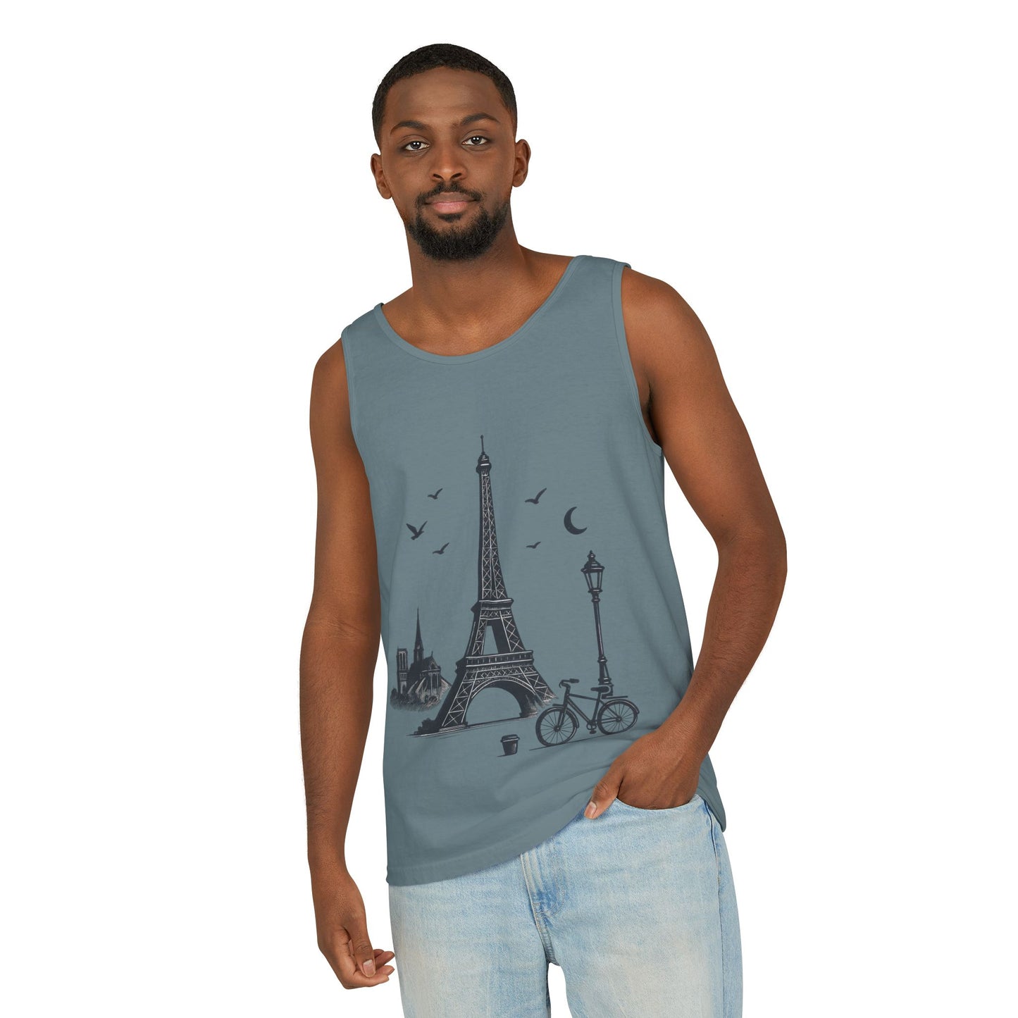 Parisian Dreams Tank Top, Unisex Summer Wear, Graphic Tee, Travel Inspired Apparel, Vacation Outfit, Casual Tank for All Occasions