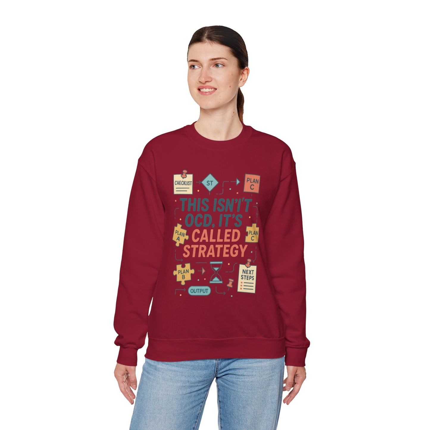 Funny Womens Planning Sweatshirt, This Isnt OCD Its Called Strategy, Sarcastic Organizer Pullover for Her, Strategy Sweatshirt