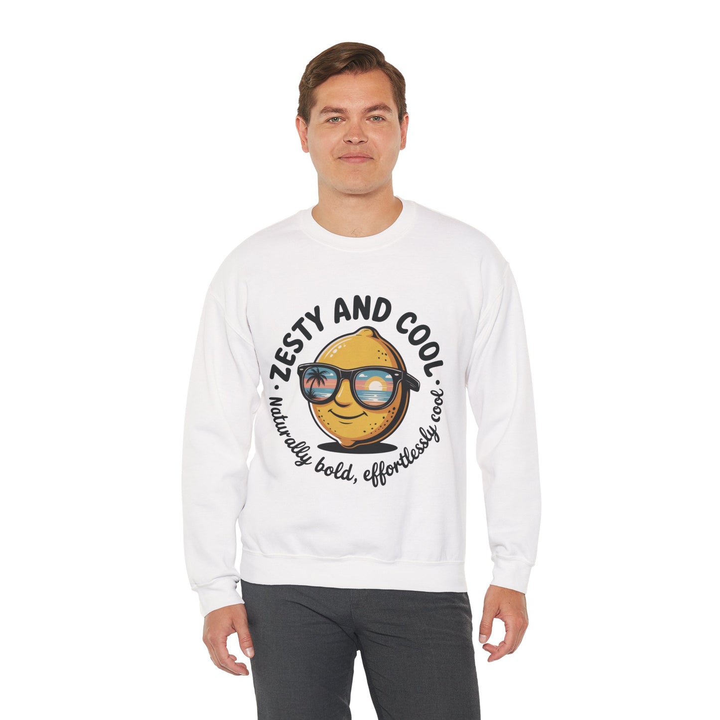 Zesty Lemon Mens Crewneck Sweatshirt - Fun Gift for Friends, Cool Casual Style, Summer Vibes, Mens Graphic Apparel, Perfect for Relaxing