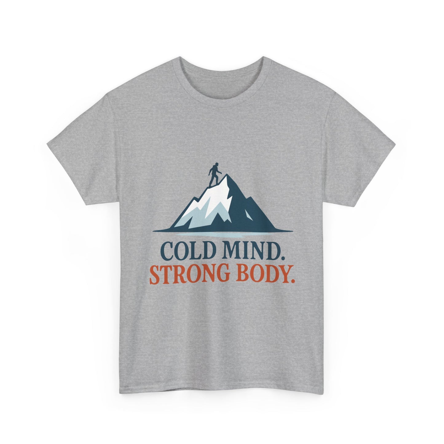 Cold Mind Strong Body Mens T-Shirt, Nordic Minimalist Mountain Hiking Tee