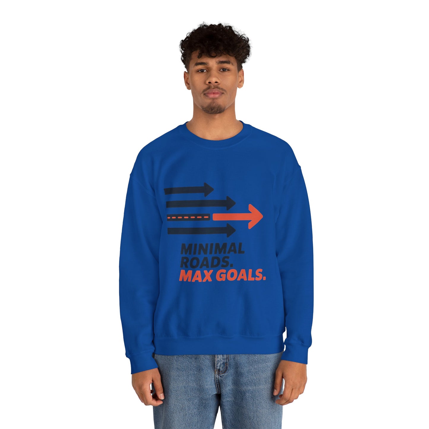 Mens Heavy Blend™ Crewneck Sweatshirt, Minimal Roads Max Goals Motivational Mens Sweatshirt