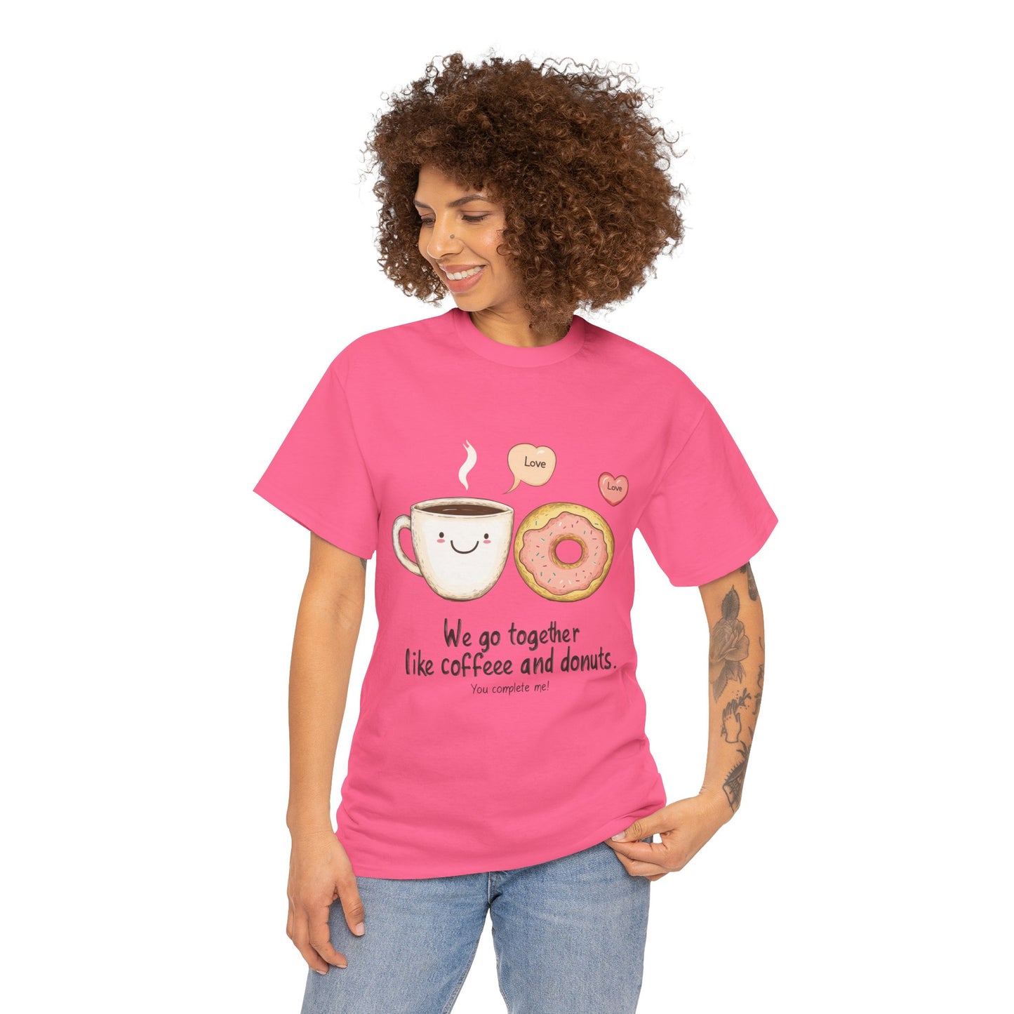 Cute Coffee and Donut Love T-Shirt, Funny Couple Quote, Kawaii Breakfast Graphic Shirt, Gift for Coffee Lovers, Gift for Valentine's Day