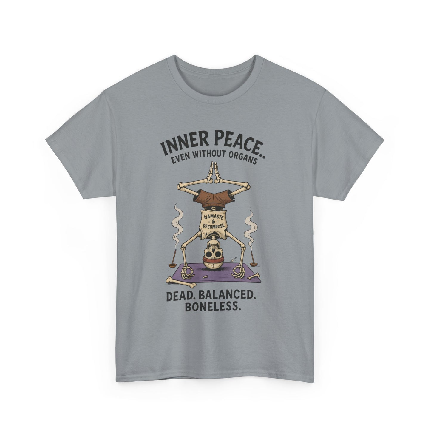 Inner Peace Skeleton Yoga Unisex Tee, Dark Humor Meditation Shirt, Gift for Mindfulness Lovers, Yoga Shirt, Peaceful Vibes