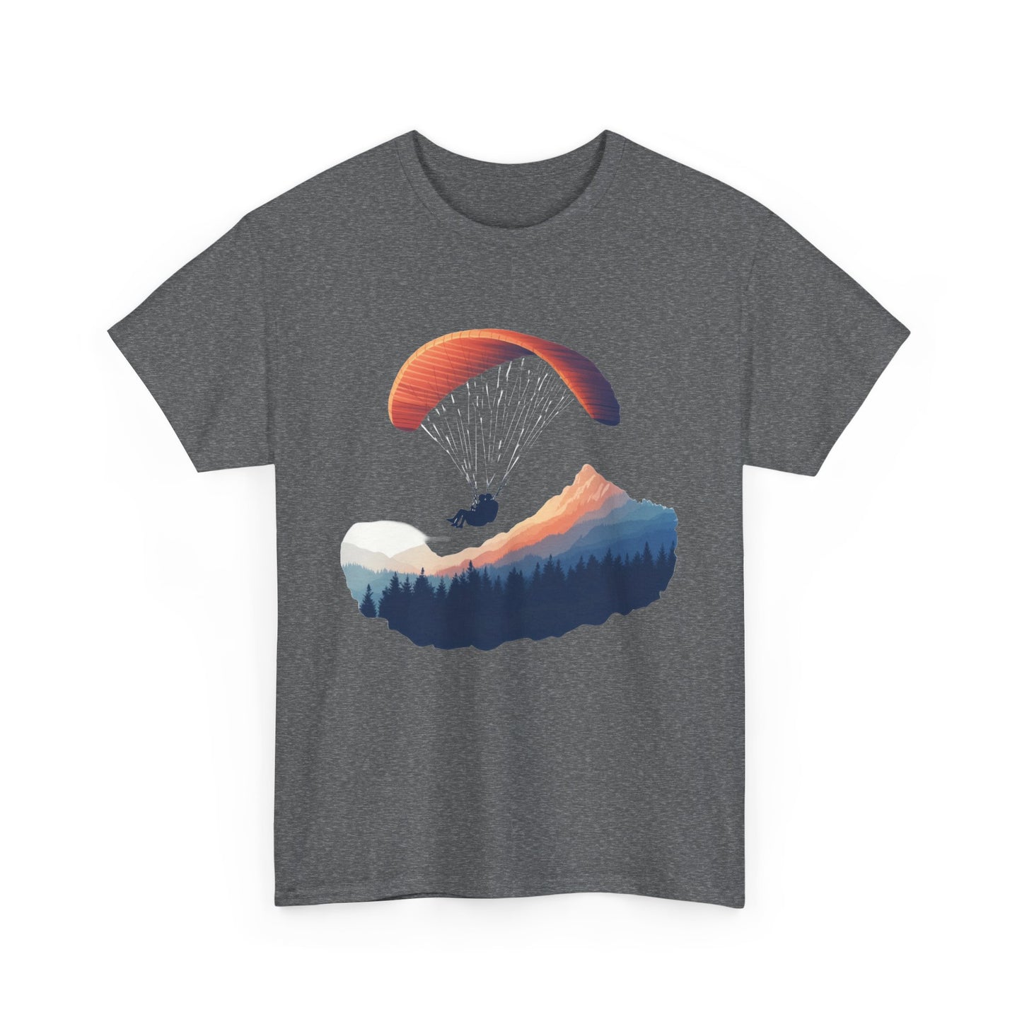 Paragliding Adventure T-Shirt, Mountain Landscape Tee, Nature Travel Lover Shirt, Outdoor Hiking Gift, Unisex Heavy Cotton Tee